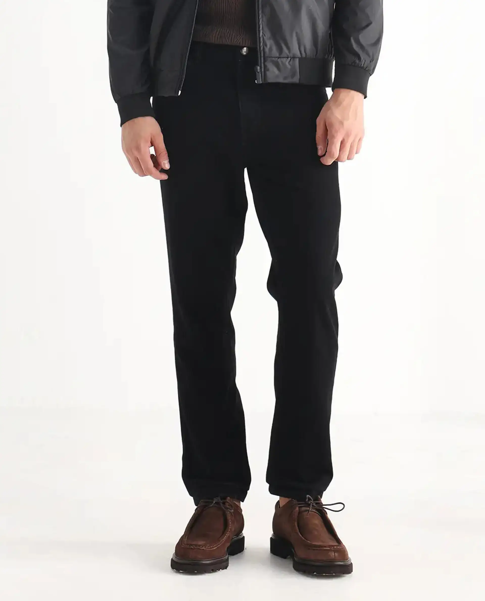 Rare Rabbit Men's Khal Black Cotton Plain Kurt Carrot Fit Jeans - Image 10