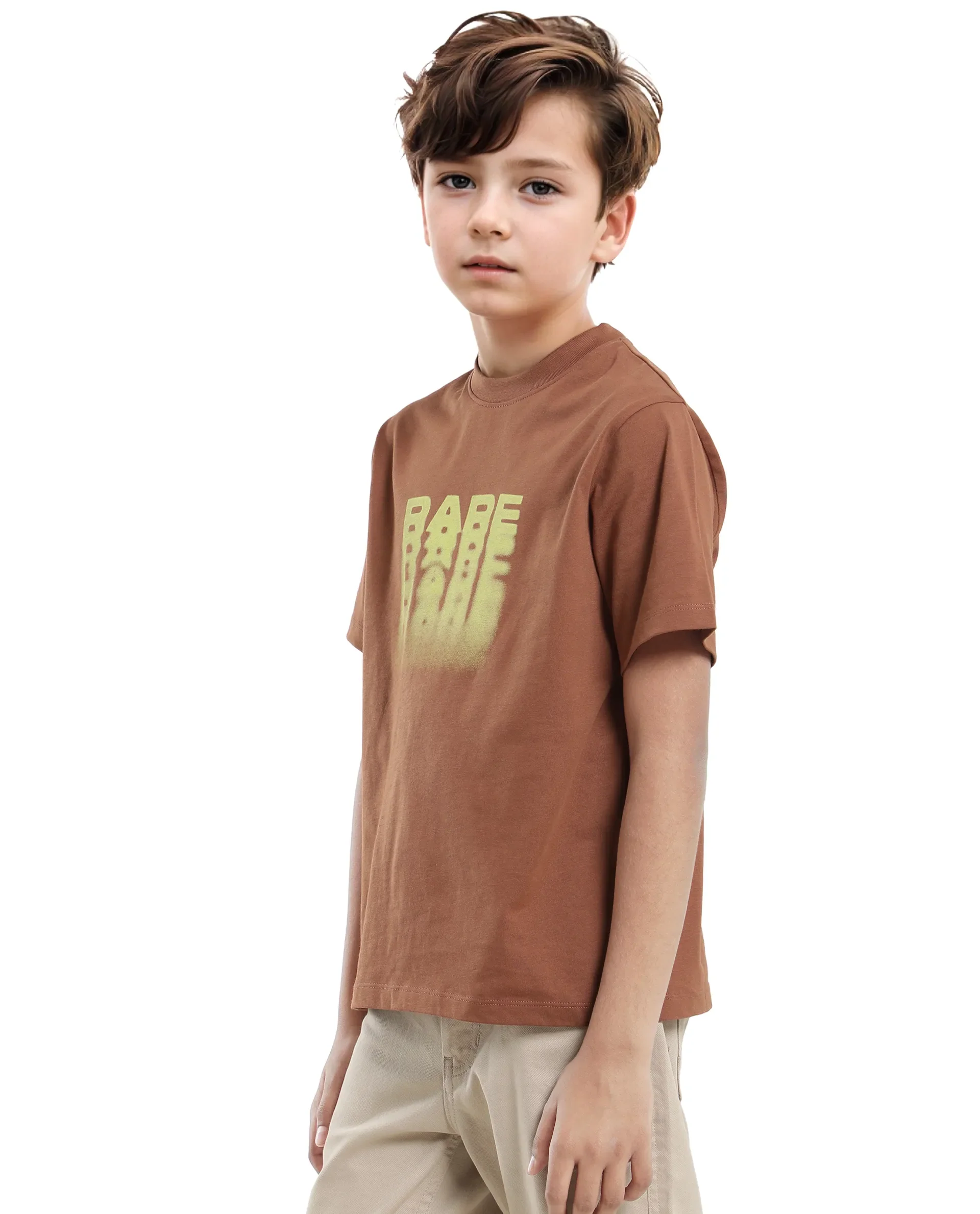 Rare Ones Kids Act-K Brown Cotton Printed Slip-On Regular Fit T-Shirt - Image 7