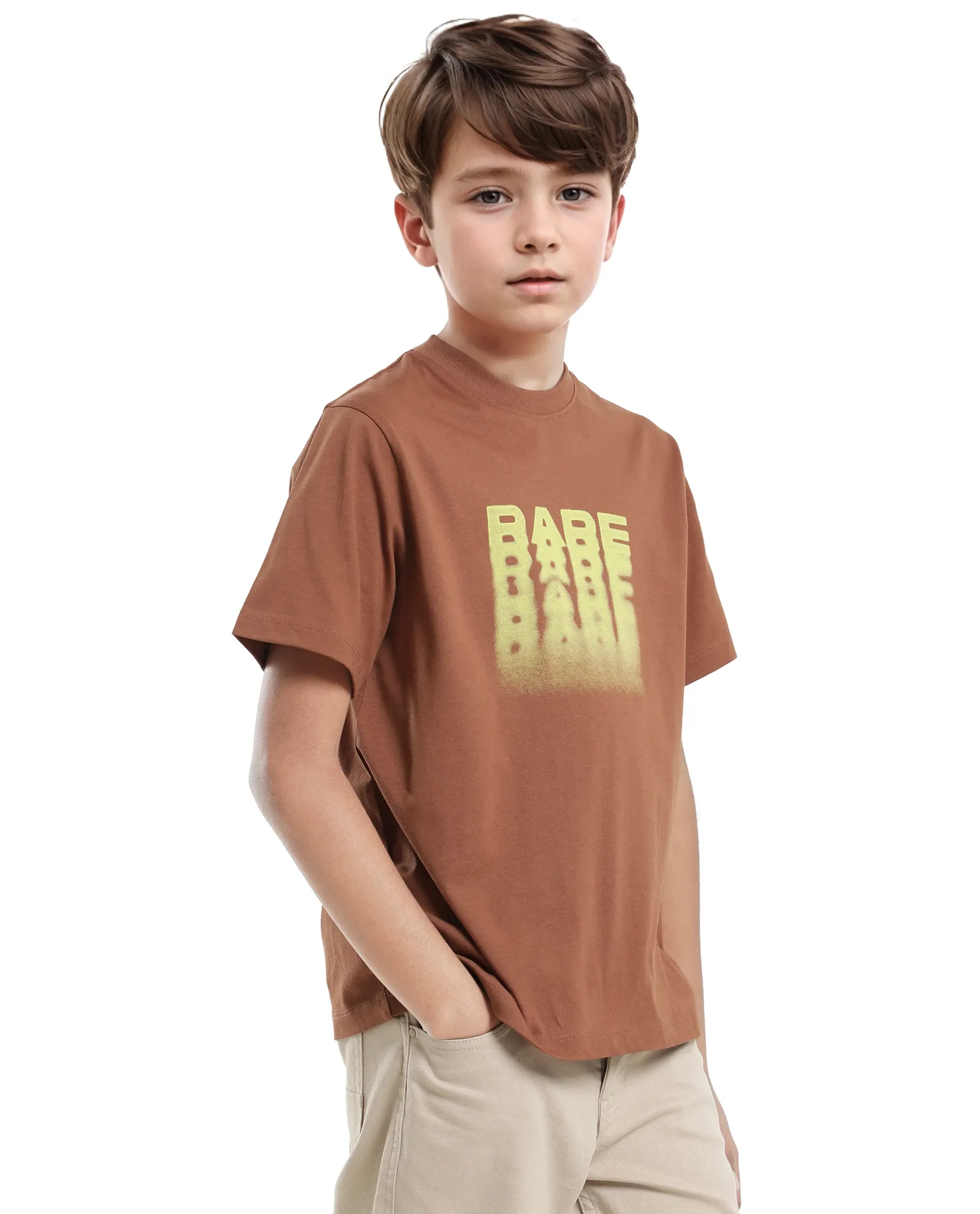 Rare Ones Kids Act-K Brown Cotton Printed Slip-On Regular Fit T-Shirt - Image 8