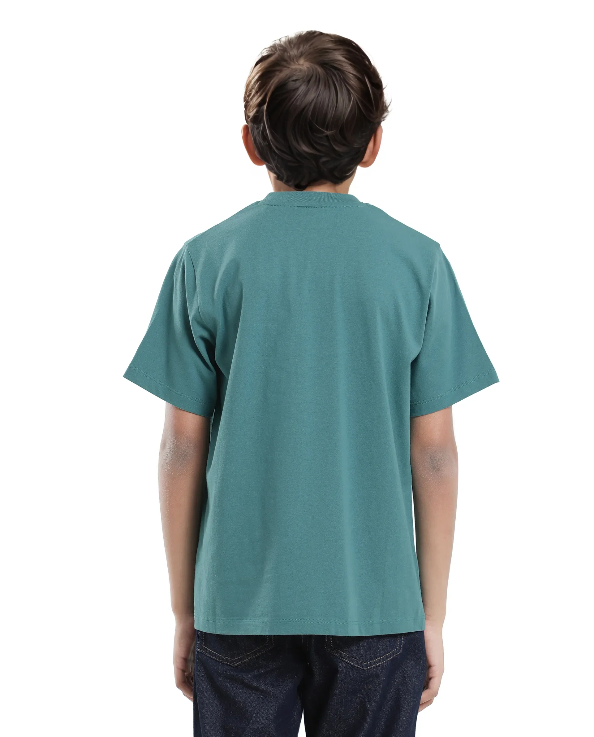 Rare Ones Kids Act-K Dark Green Cotton Solid Slip-On Regular Fit T-Shirt - Image 8