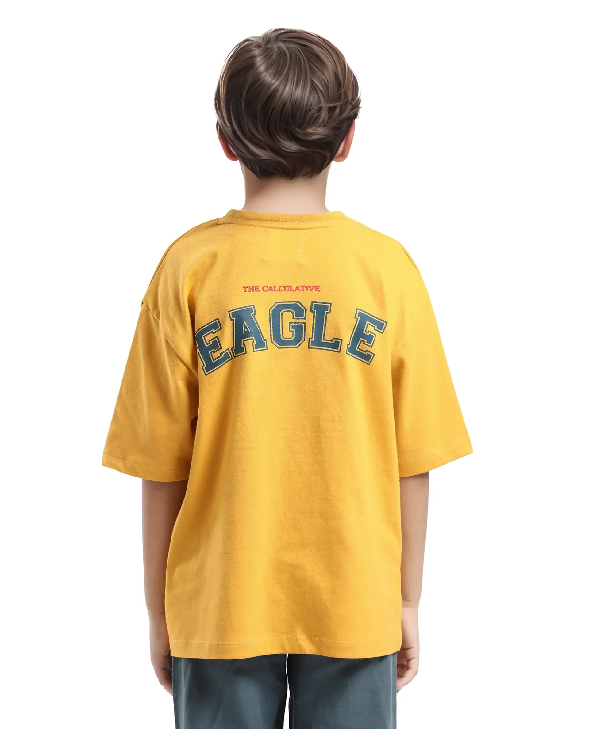 Rare Ones Kids Aerie-T Yellow Cotton Graphic Print Slip-On Oversized Fit T-Shirt - Image 7