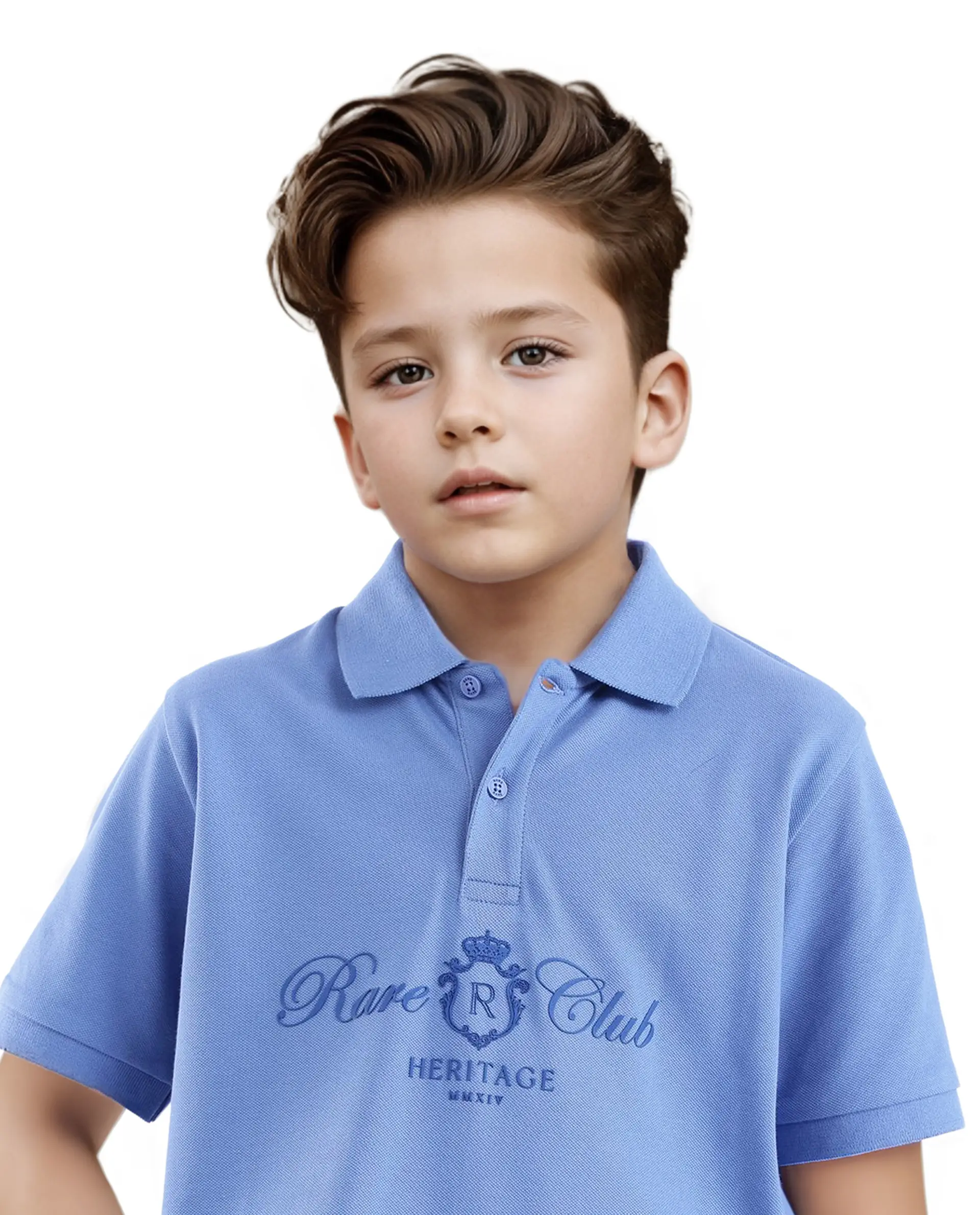 Rare Ones Kids Aimo Dark Blue Cotton Short Sleeve Collared Neck Hd Print Polo - Image 3