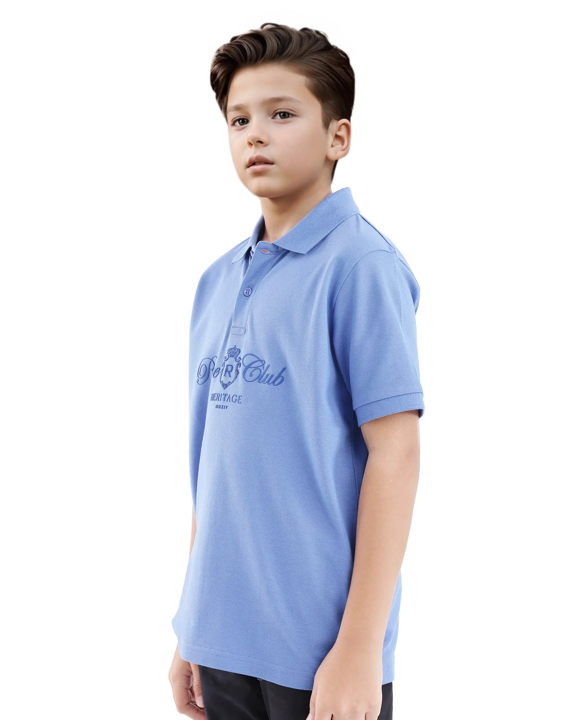 Rare Ones Kids Aimo Dark Blue Cotton Short Sleeve Collared Neck Hd Print Polo - Image 5