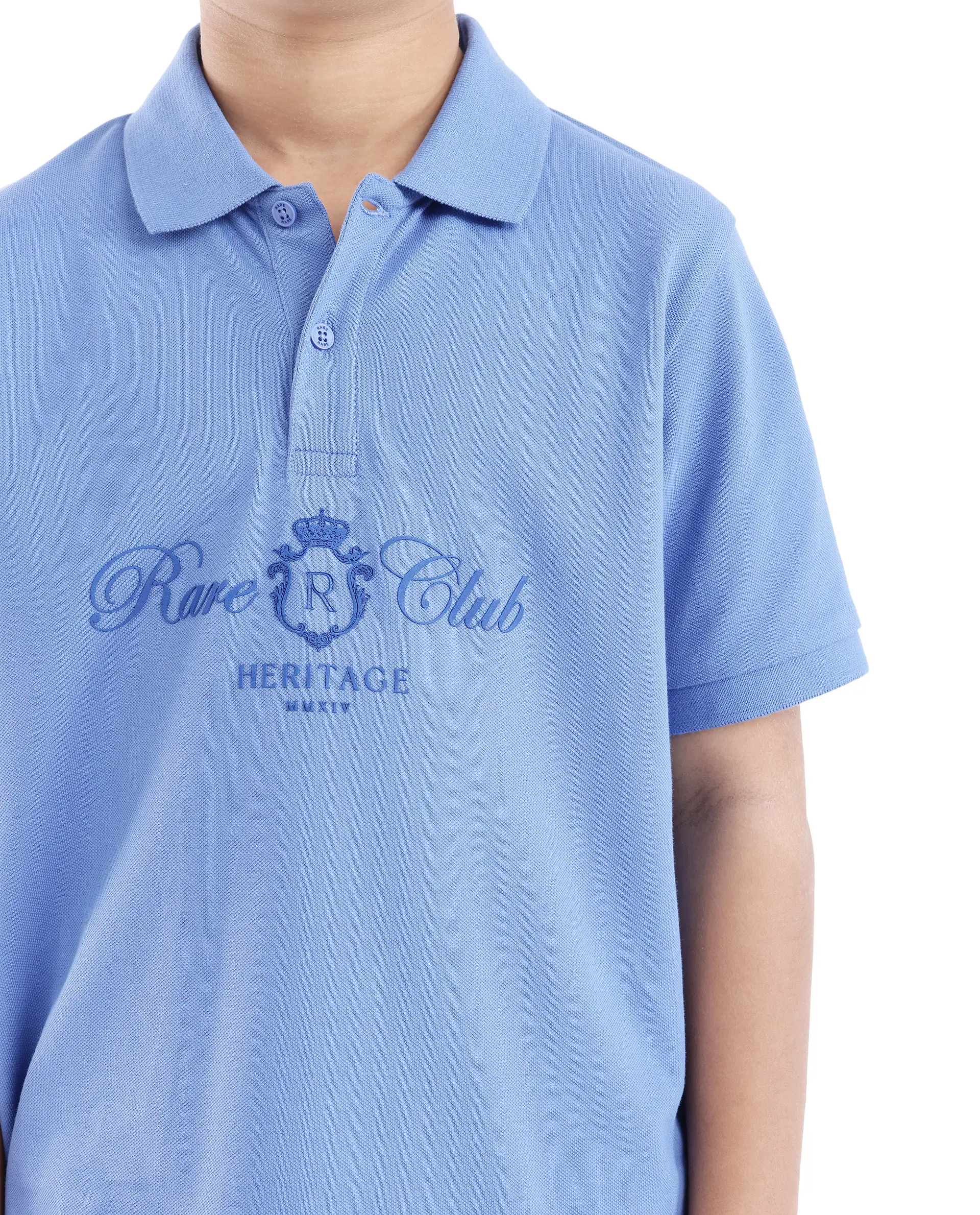 Rare Ones Kids Aimo Dark Blue Cotton Short Sleeve Collared Neck Hd Print Polo - Image 7