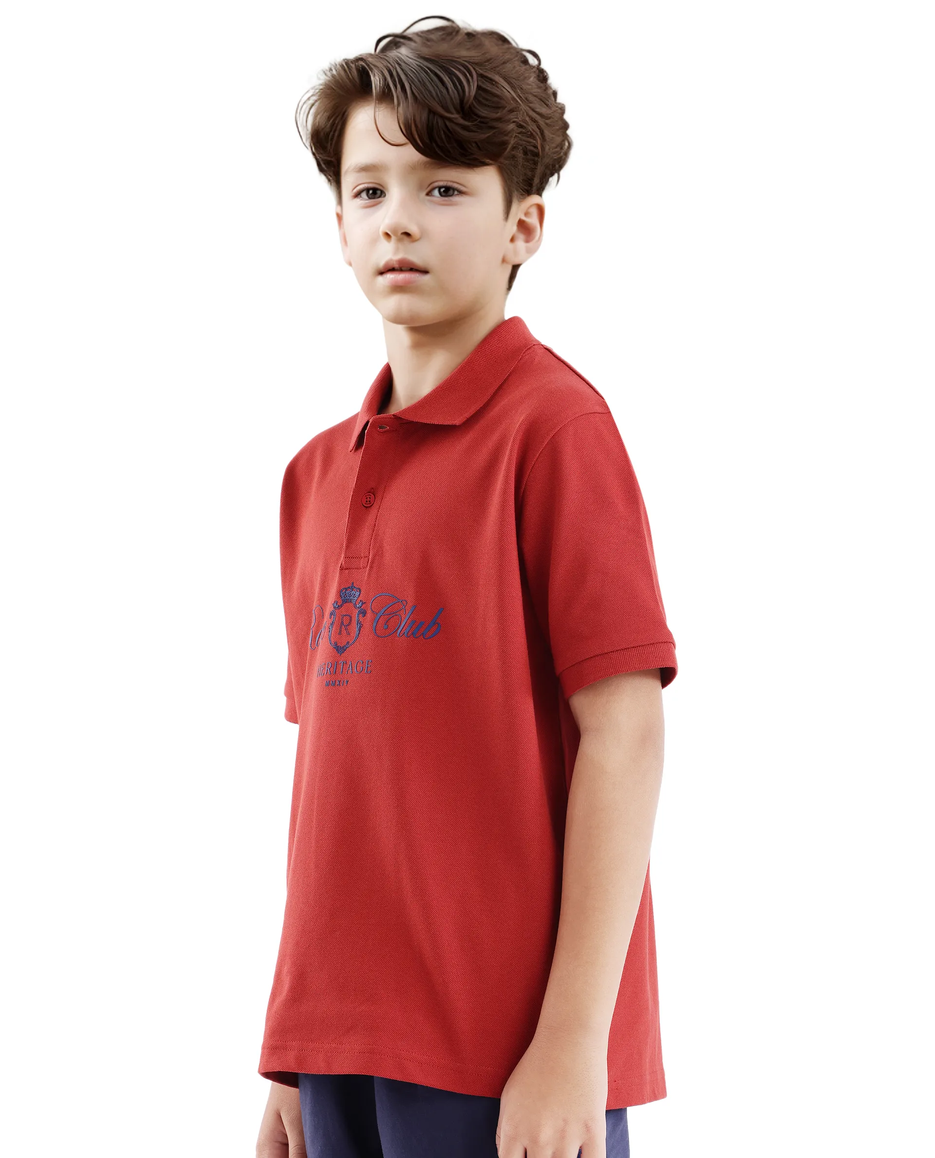 Rare Ones Kids Aimo Dark Rust Cotton Short Sleeve Hd Print Polo - Image 4