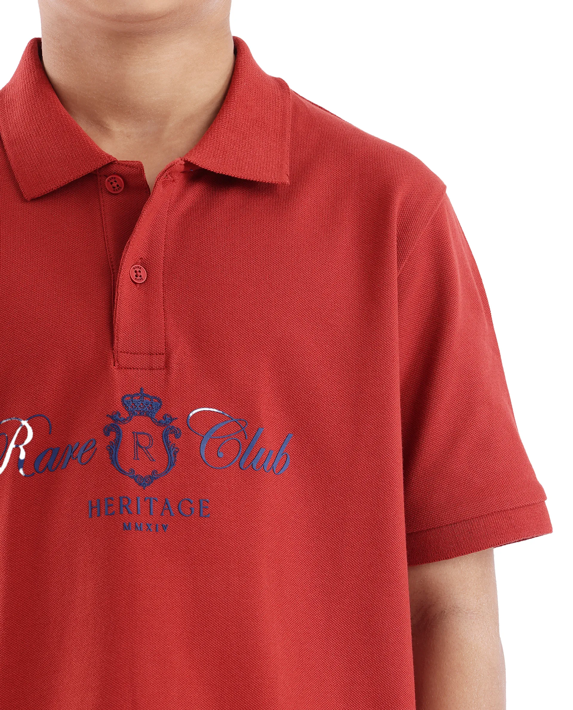 Rare Ones Kids Aimo Dark Rust Cotton Short Sleeve Hd Print Polo - Image 5