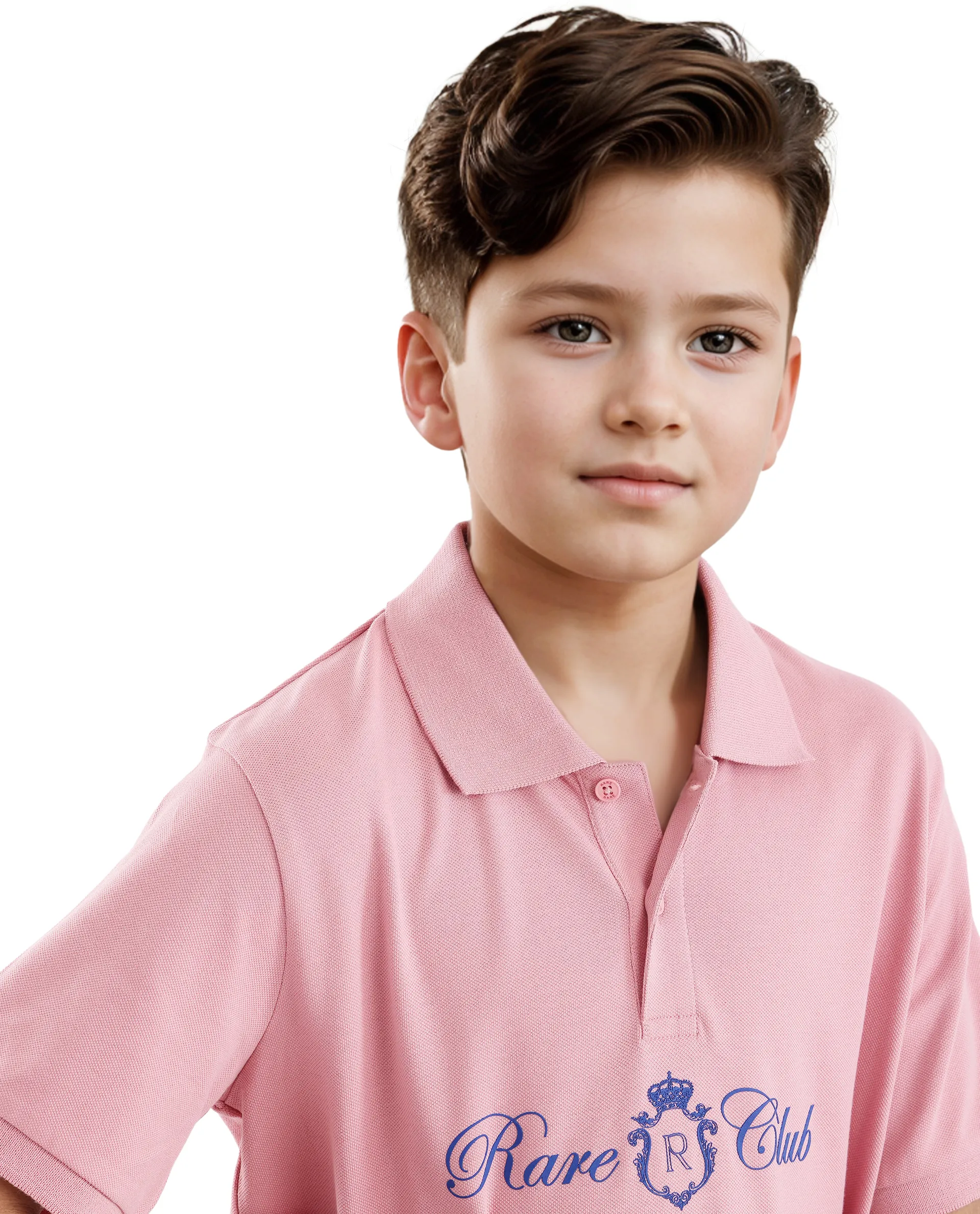 Rare Ones Kids Aimo Pastel Pink Cotton Short Sleeve Hd Print Polo - Image 2