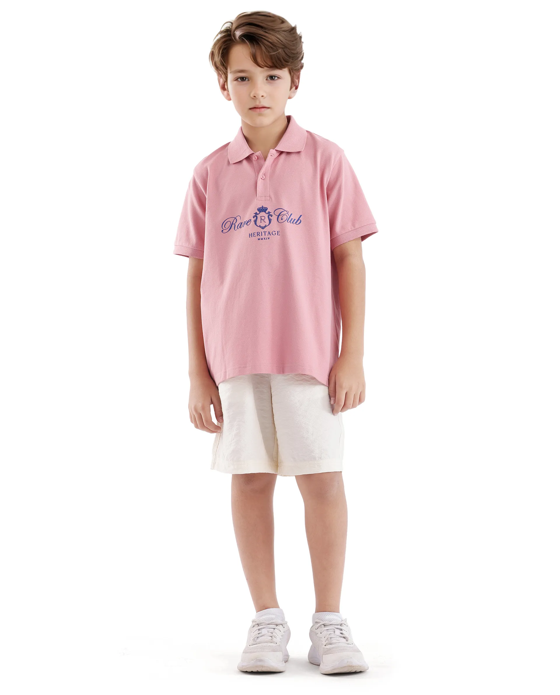 Rare Ones Kids Aimo Pastel Pink Cotton Short Sleeve Hd Print Polo - Image 3