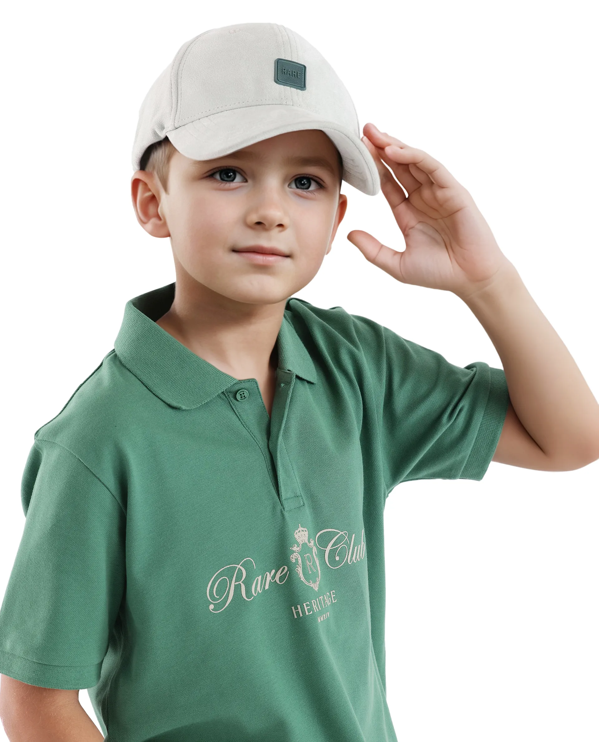 Rare Ones Kids Aimo Green Cotton Short Sleeve Hd Print Polo - Image 2