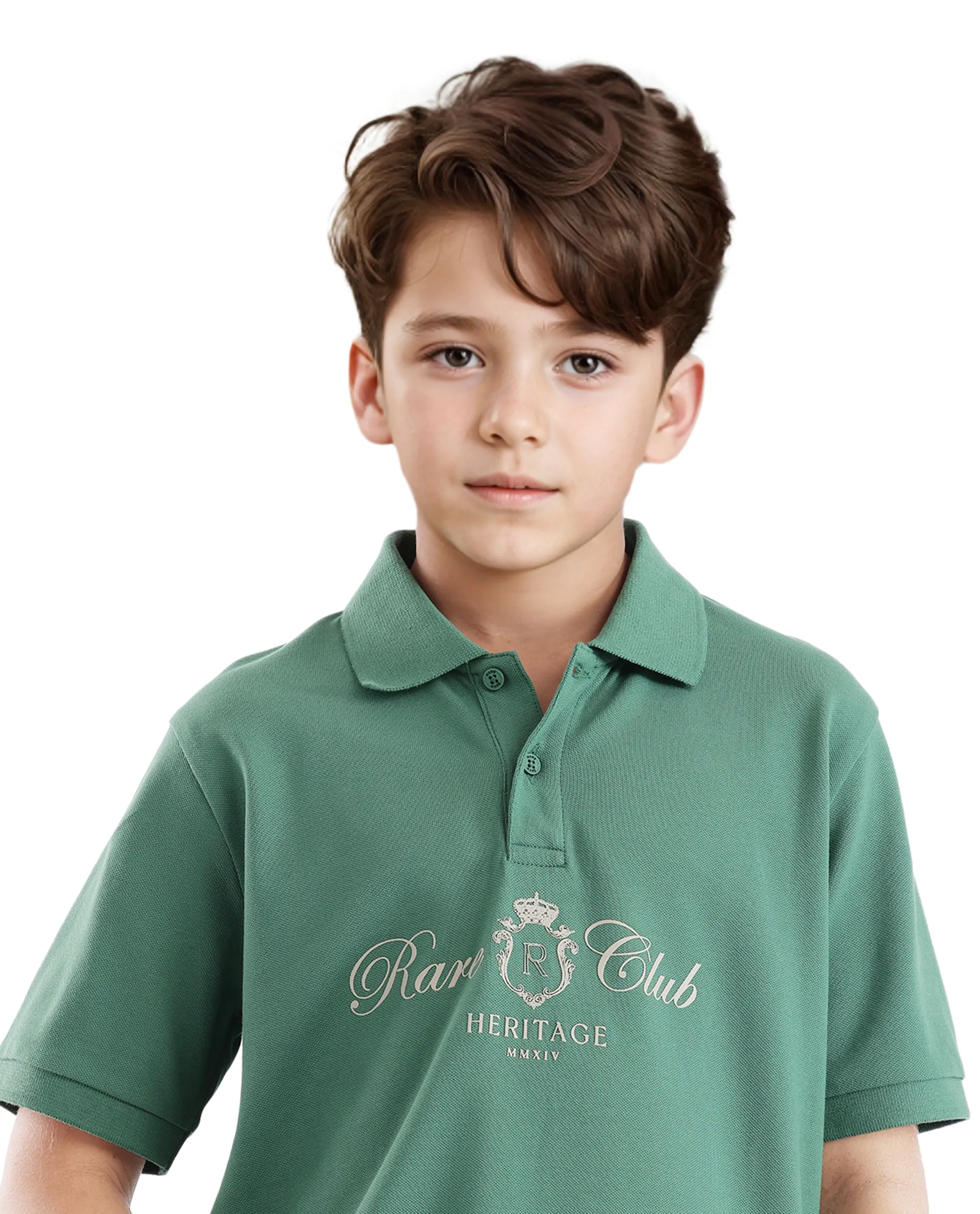 Rare Ones Kids Aimo Green Cotton Short Sleeve Hd Print Polo - Image 4