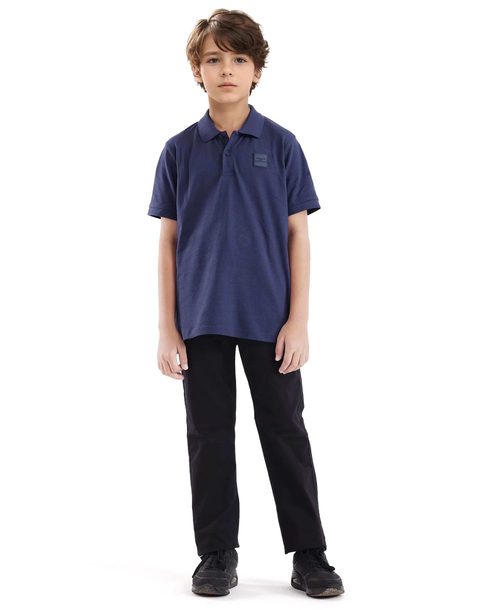 Rare Ones Kids Aran Dark Blue Cotton Blend Short Sleeve Applique Polo - Image 2