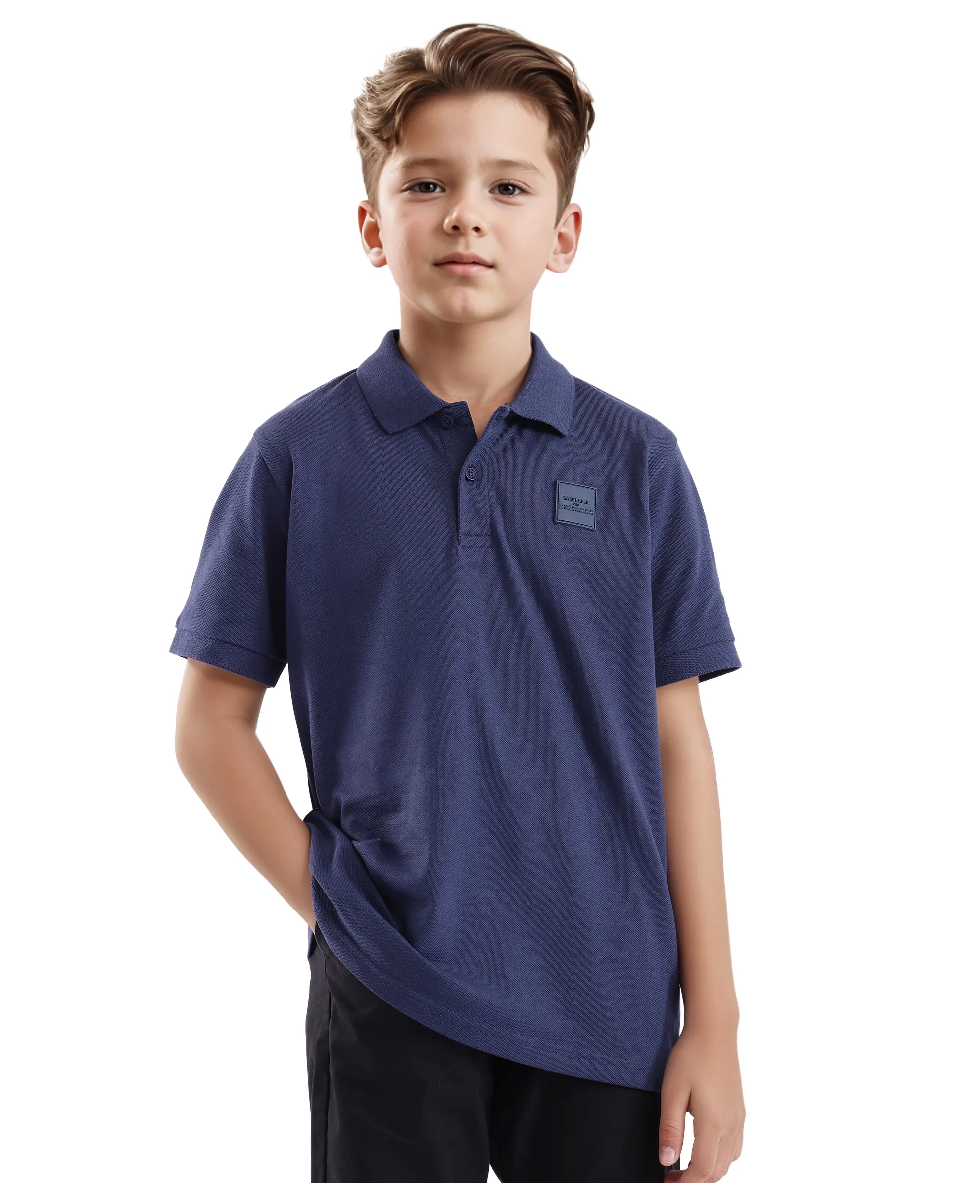 Rare Ones Kids Aran Dark Blue Cotton Blend Short Sleeve Applique Polo - Image 3