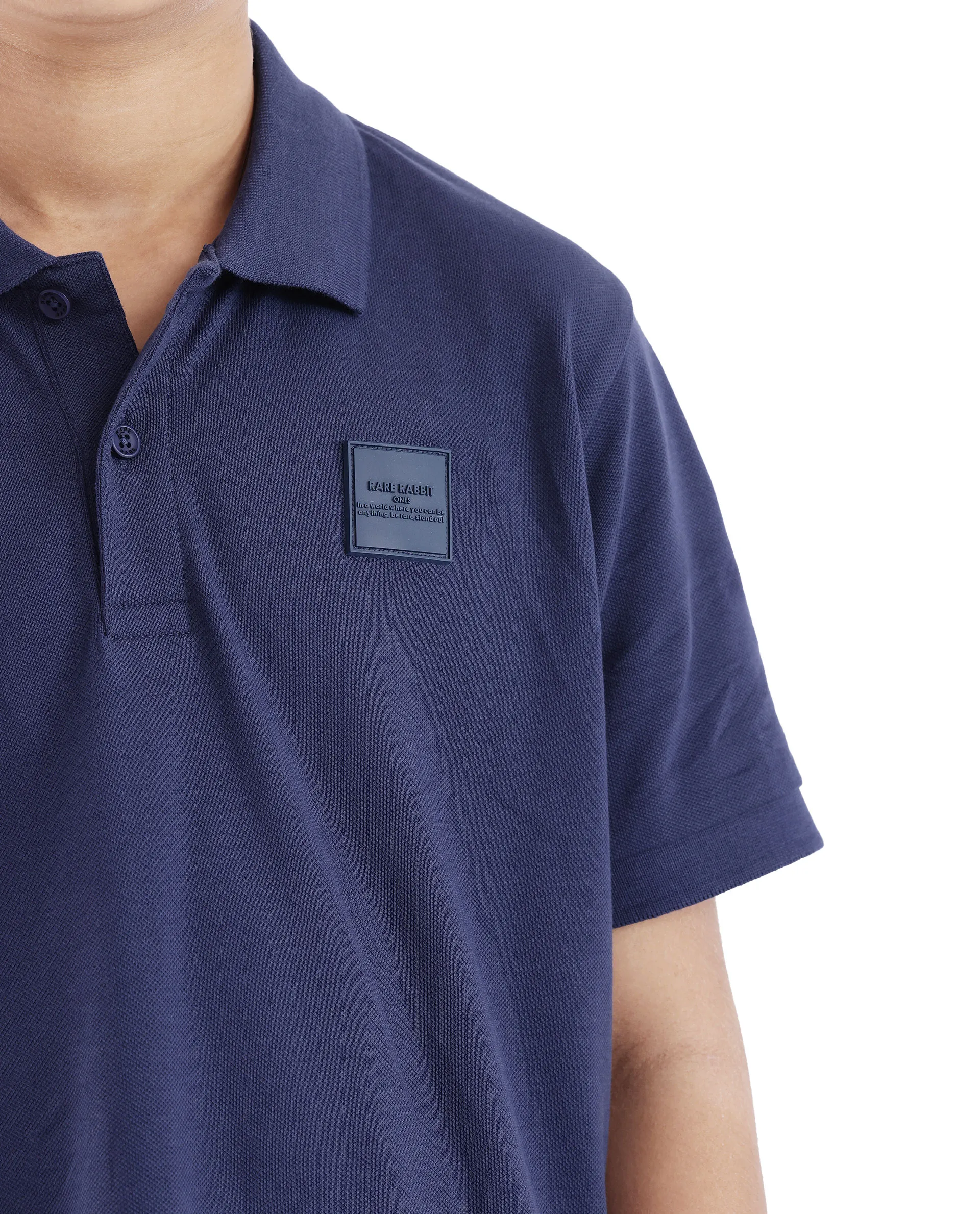 Rare Ones Kids Aran Dark Blue Cotton Blend Short Sleeve Applique Polo - Image 4