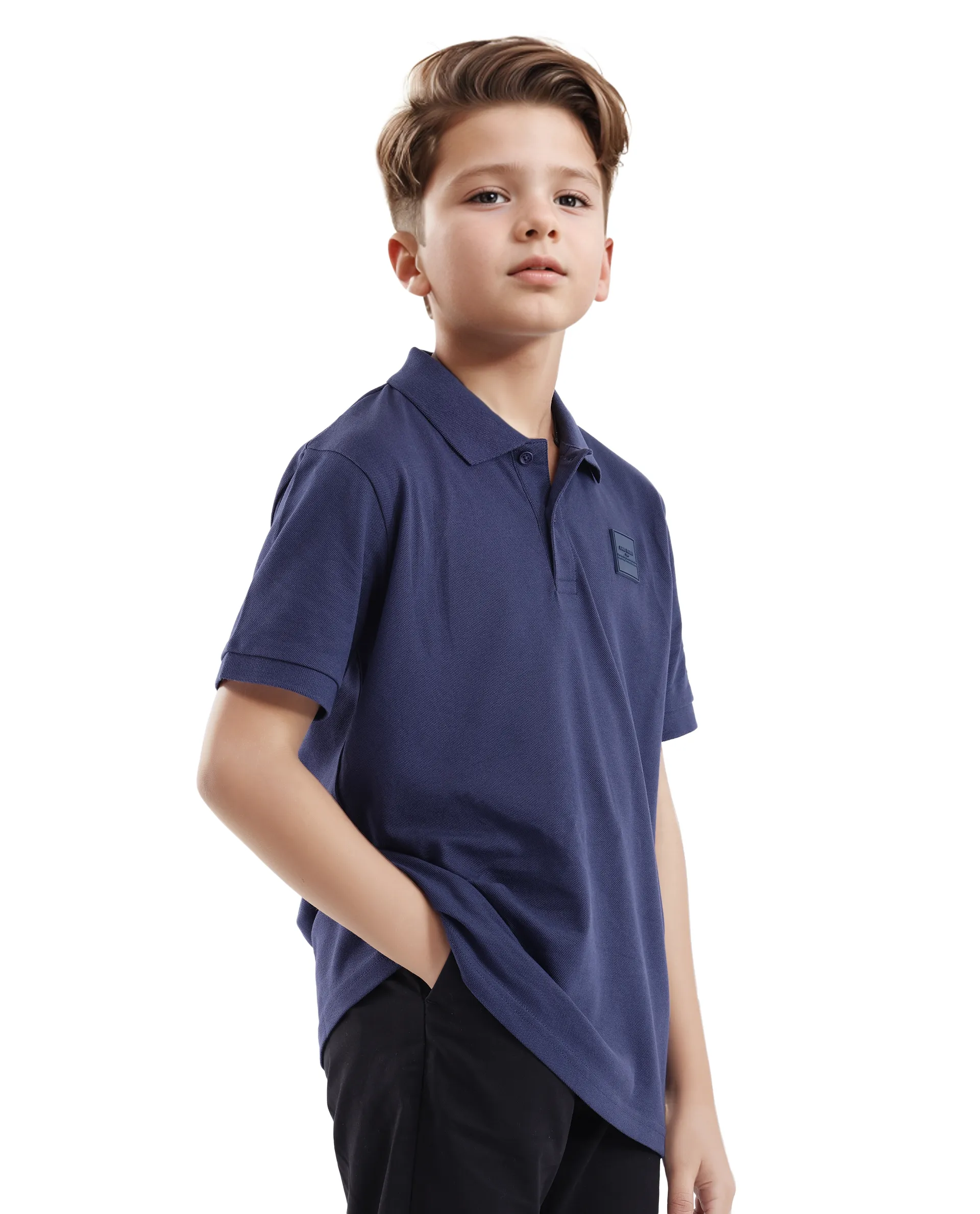 Rare Ones Kids Aran Dark Blue Cotton Blend Short Sleeve Applique Polo - Image 5