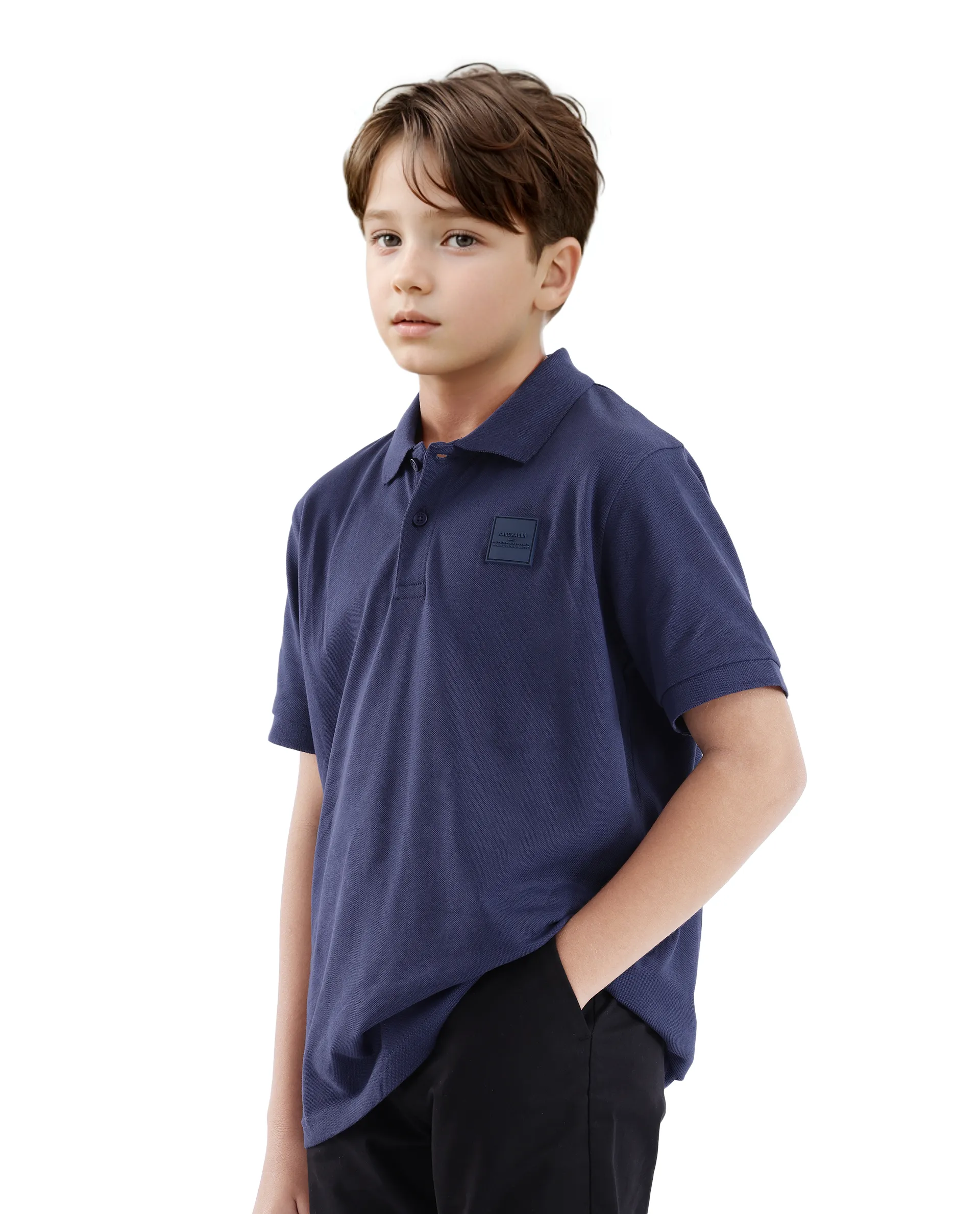 Rare Ones Kids Aran Dark Blue Cotton Blend Short Sleeve Applique Polo - Image 6