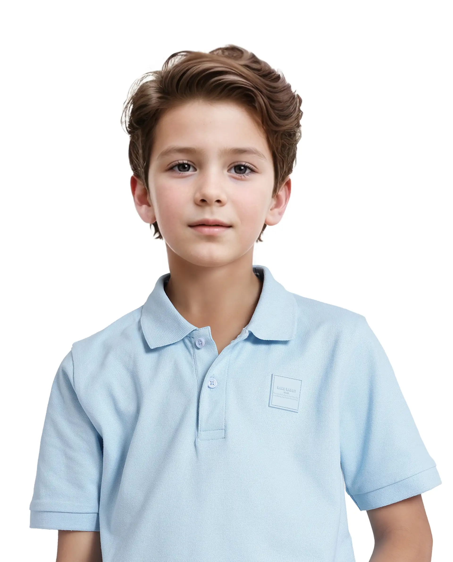 Rare Ones Kids Aran Light Blue Cotton Blend Short Sleeve Polo Neck Applique Polo - Image 4