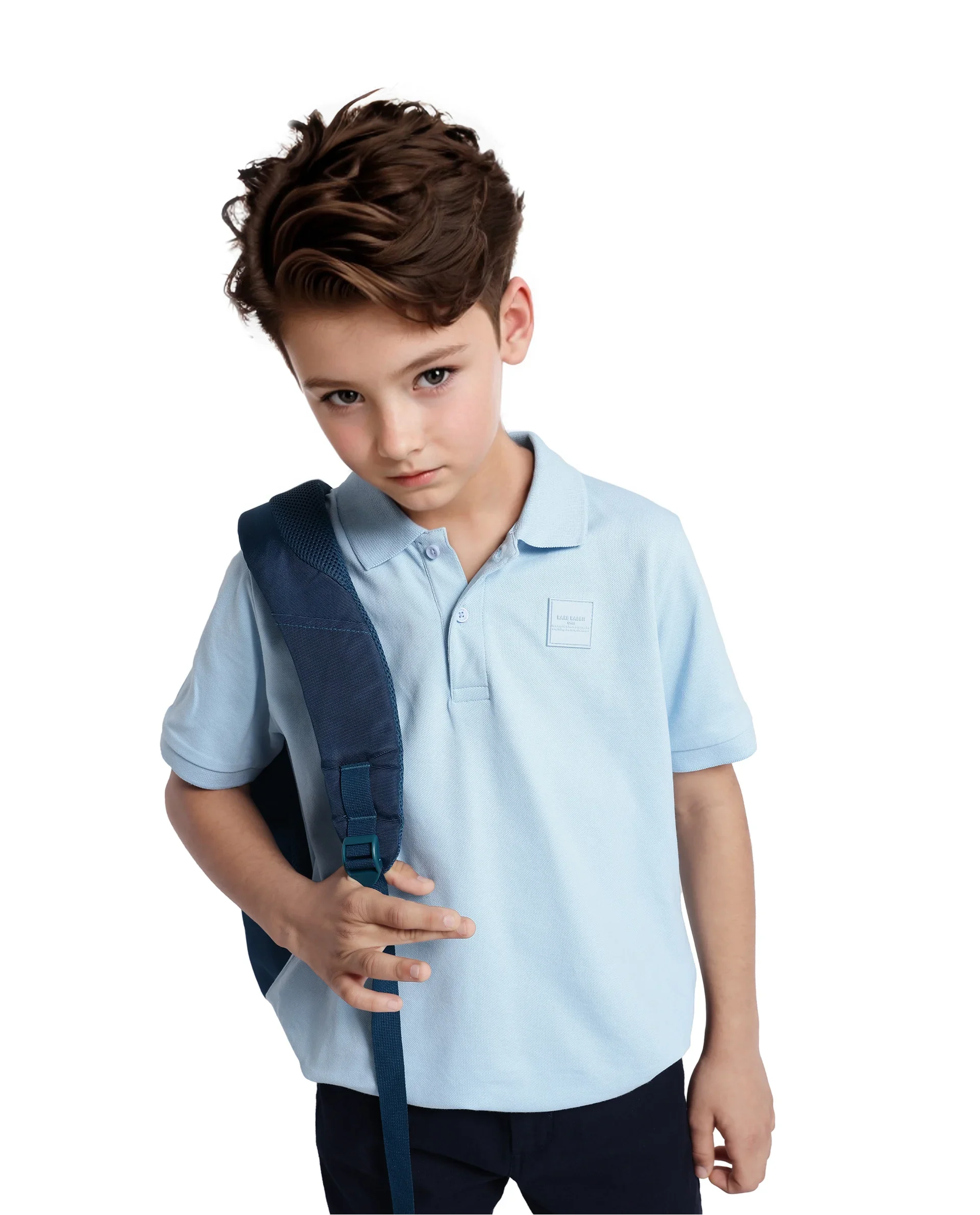 Rare Ones Kids Aran Light Blue Cotton Blend Short Sleeve Polo Neck Applique Polo - Image 5