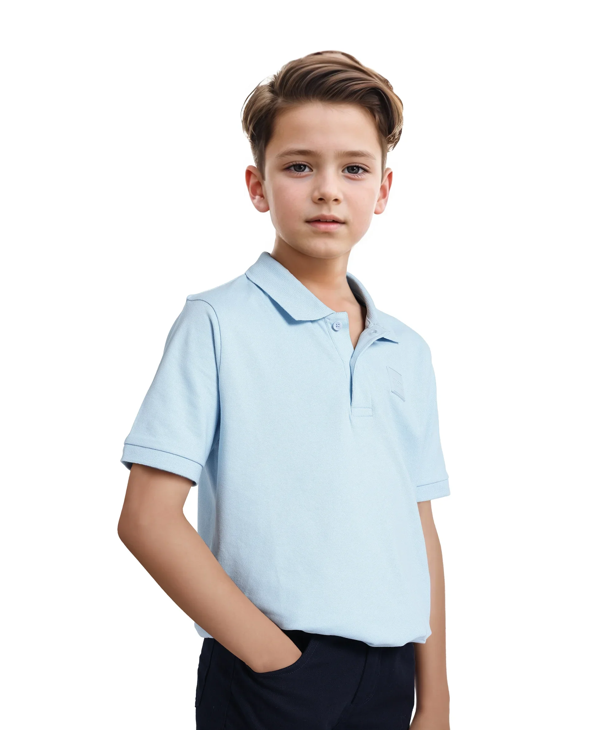Rare Ones Kids Aran Light Blue Cotton Blend Short Sleeve Polo Neck Applique Polo - Image 7
