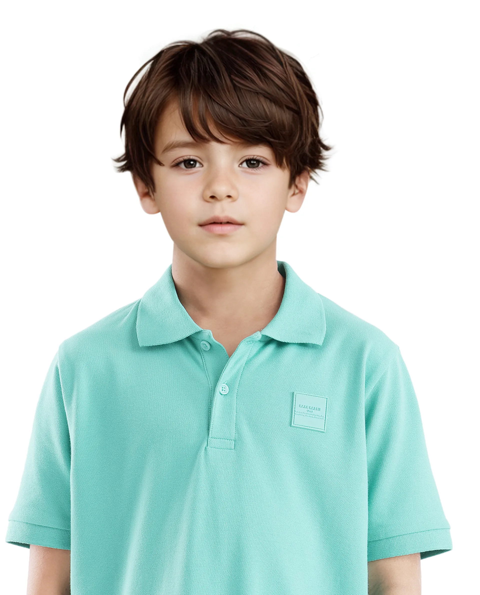 Rare Ones Kids Aran Light Green Cotton Blend Short Sleeve Applique Print Polo - Image 2