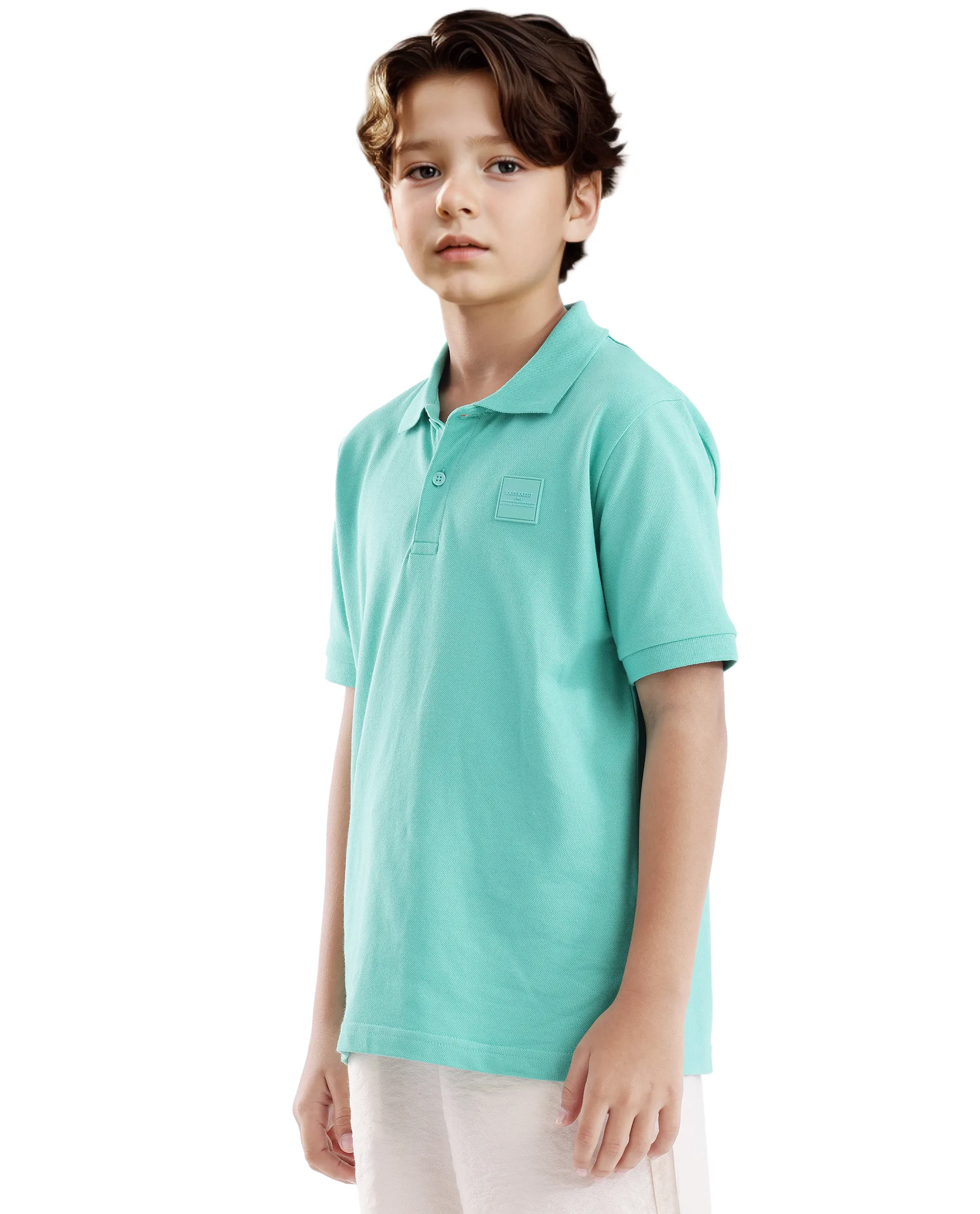 Rare Ones Kids Aran Light Green Cotton Blend Short Sleeve Applique Print Polo - Image 5