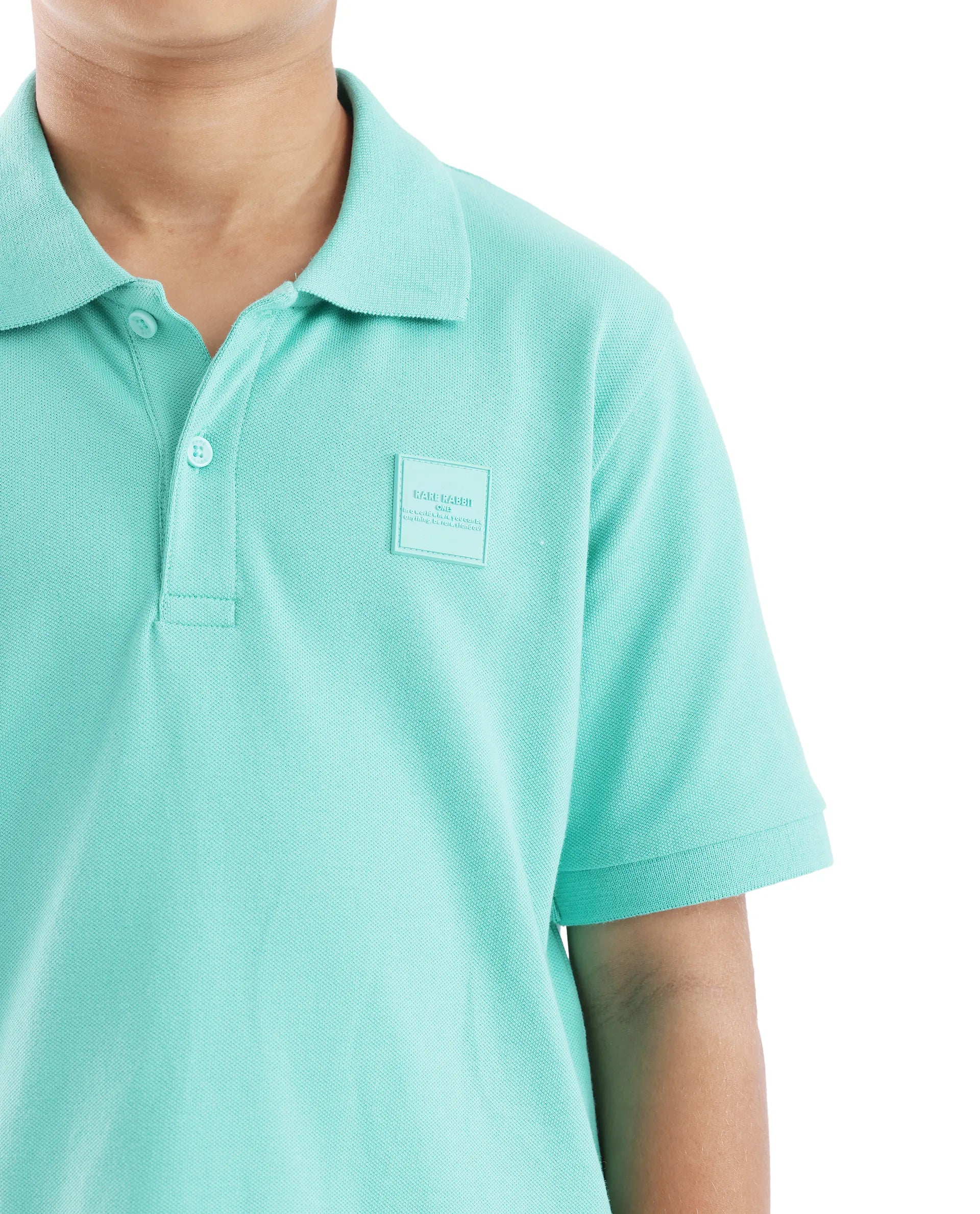 Rare Ones Kids Aran Light Green Cotton Blend Short Sleeve Applique Print Polo - Image 6