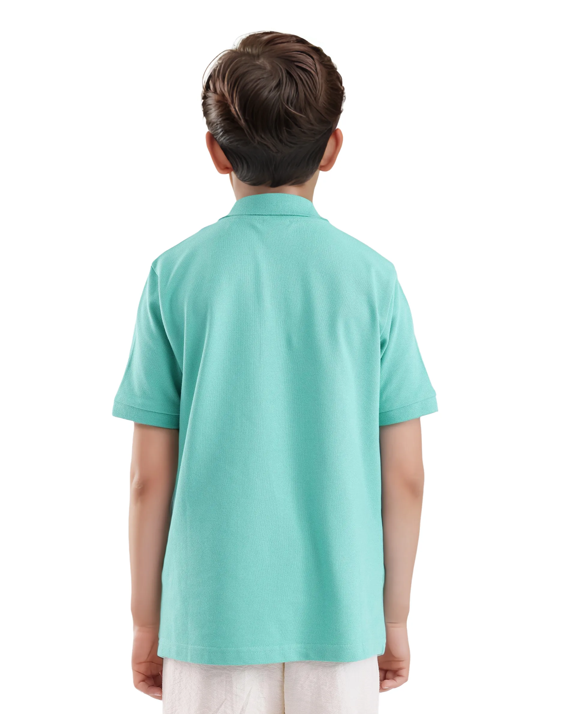 Rare Ones Kids Aran Light Green Cotton Blend Short Sleeve Applique Print Polo - Image 7