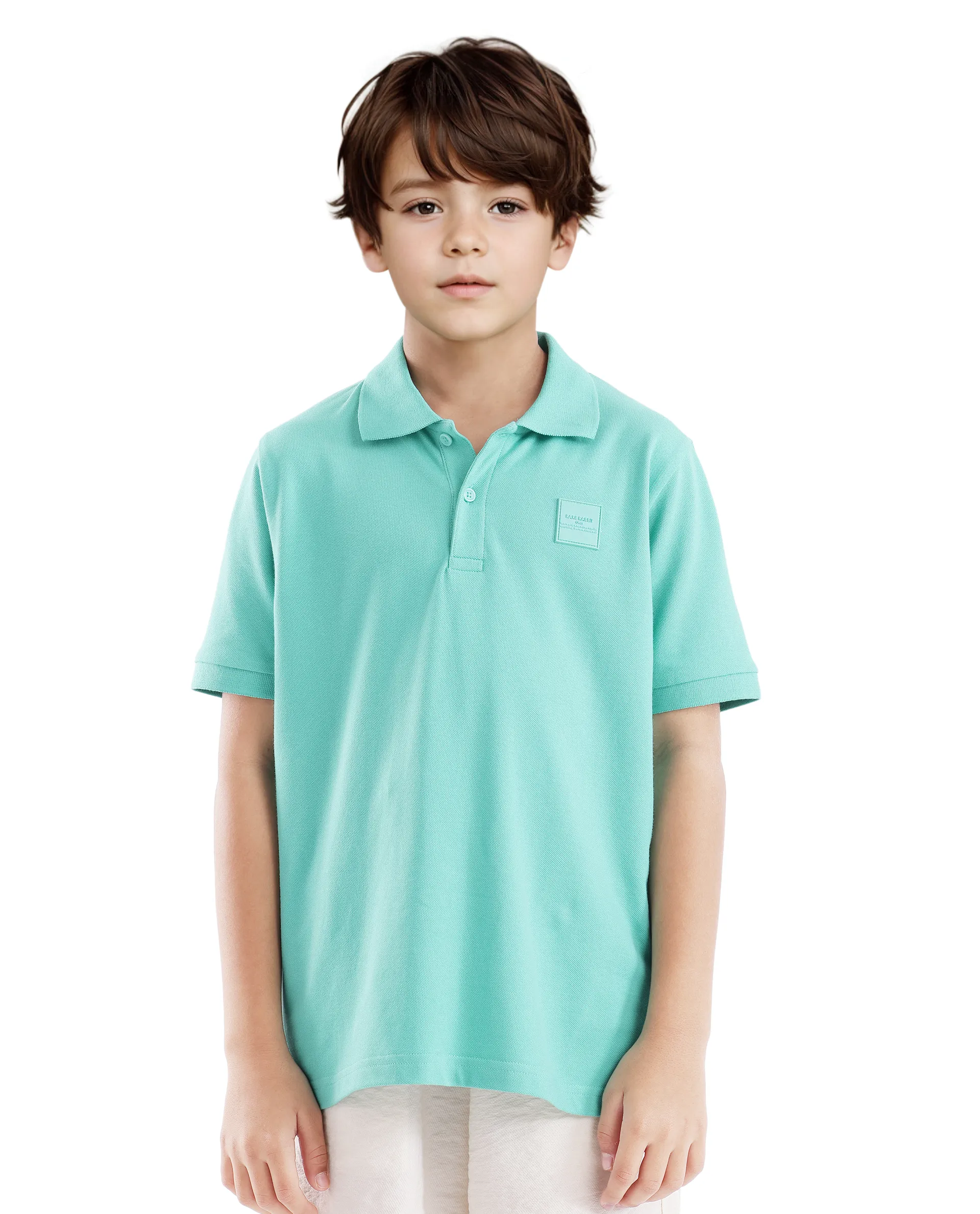 Rare Ones Kids Aran Light Green Cotton Blend Short Sleeve Applique Print Polo - Image 8