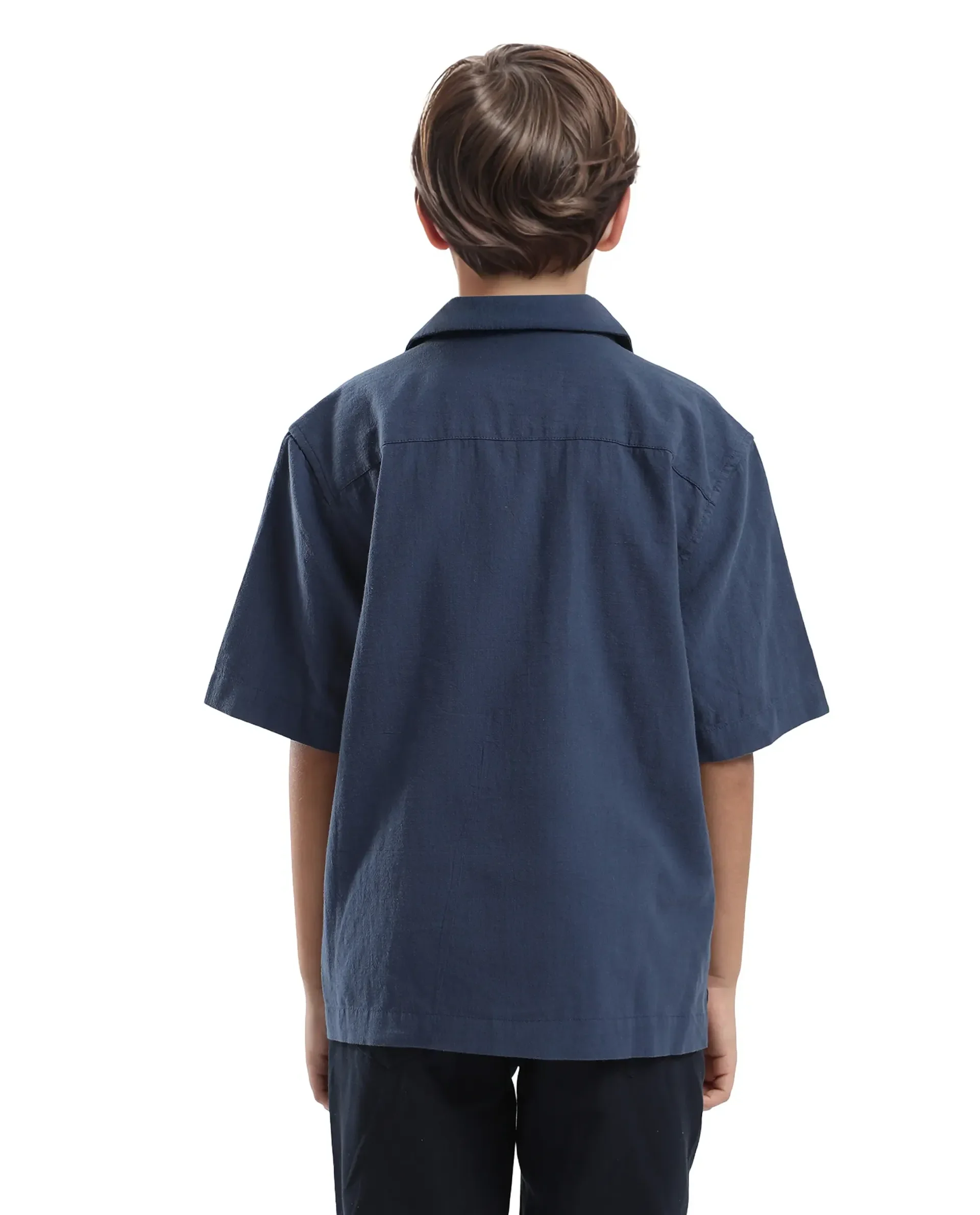 Rare Ones Kids Aria Dusky Blue Cotton Blend Half Sleeve Embroidered Button Closure Regular Fit Shirt - Image 7