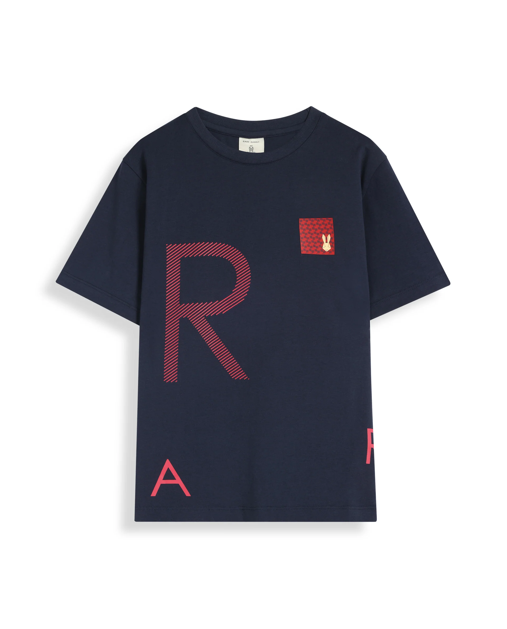 Rare Ones Kids Arie Navy Cotton Short Sleeve Crew Neck Transfer Print With Twill Texture T-Shirt - Image 2
