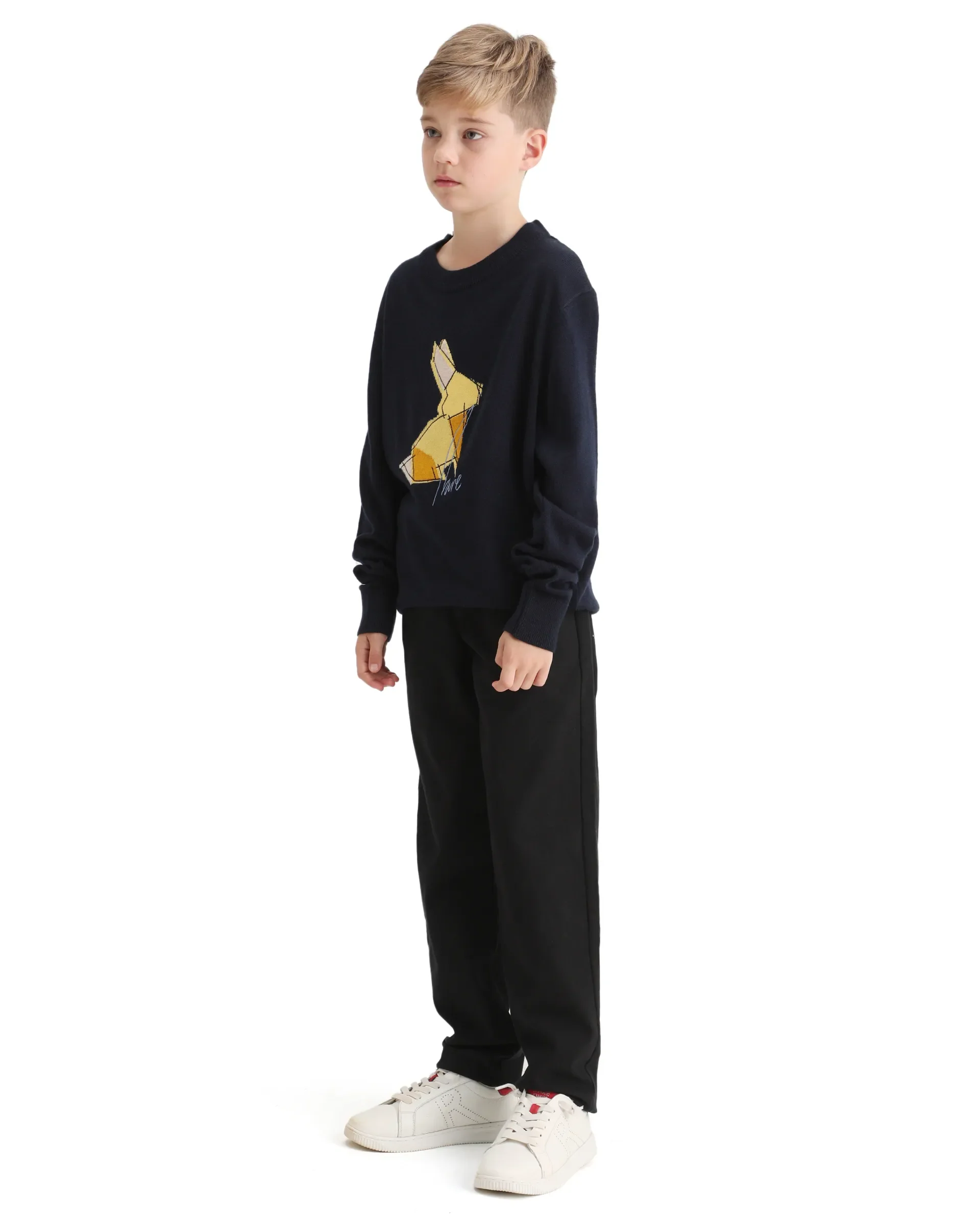 Rare Ones Kids Arne-K Black Cotton Blend Solid Button Closure Regular Fit Trouser - Image 4