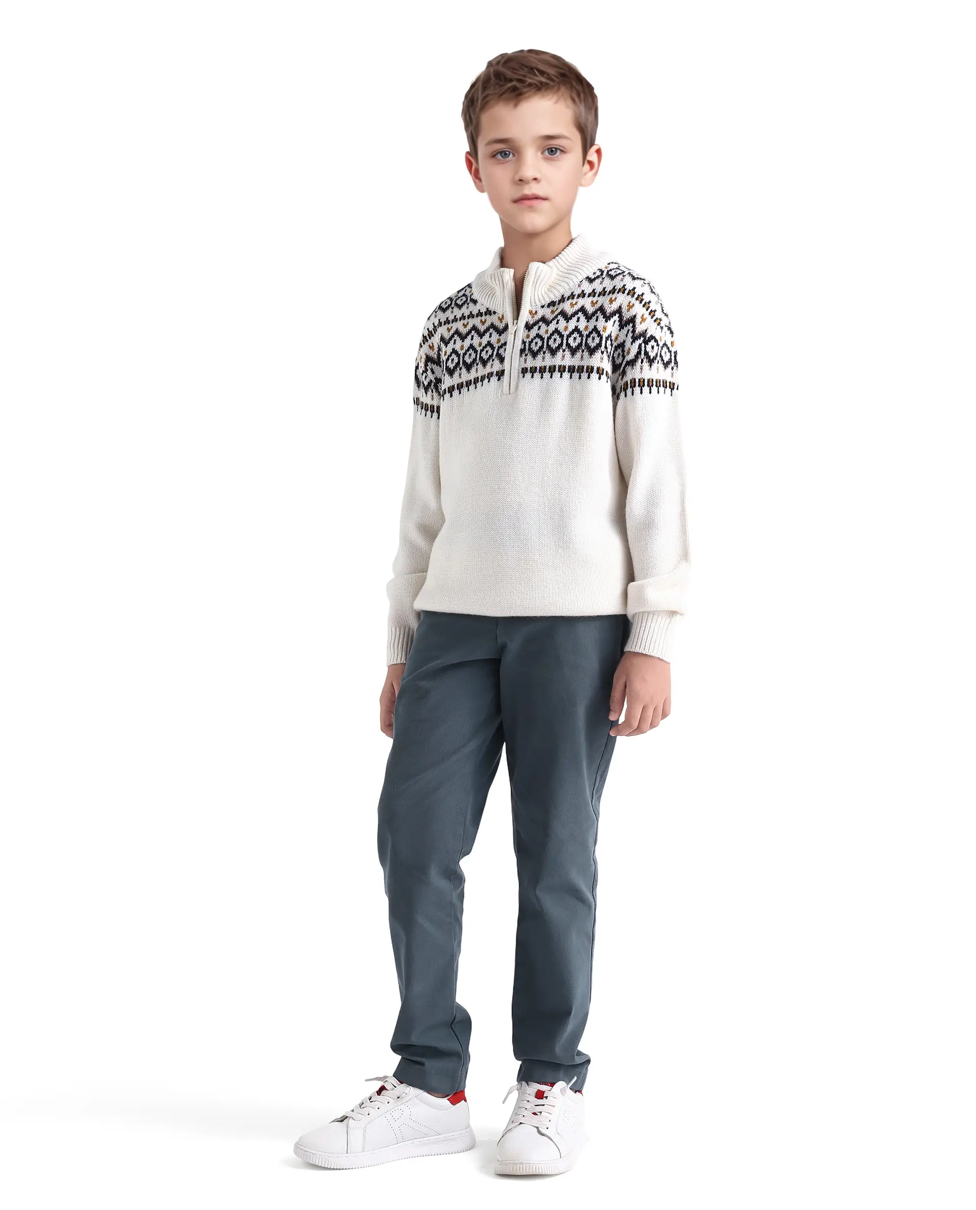 Rare Ones Kids Arne-K Dusky Blue Cotton Blend Solid Button Closure Regular Fit Trouser - Image 5