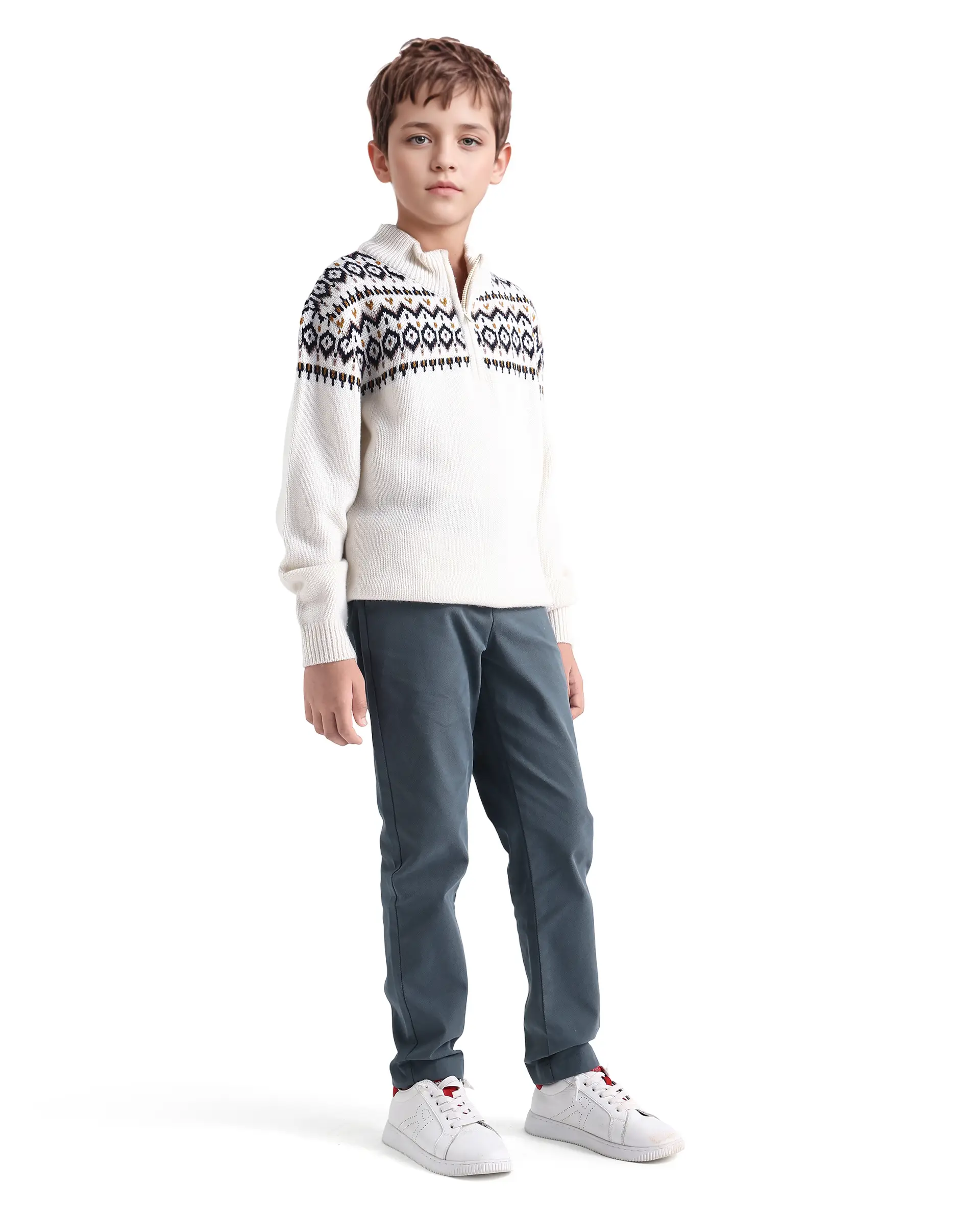 Rare Ones Kids Arne-K Dusky Blue Cotton Blend Solid Button Closure Regular Fit Trouser - Image 6