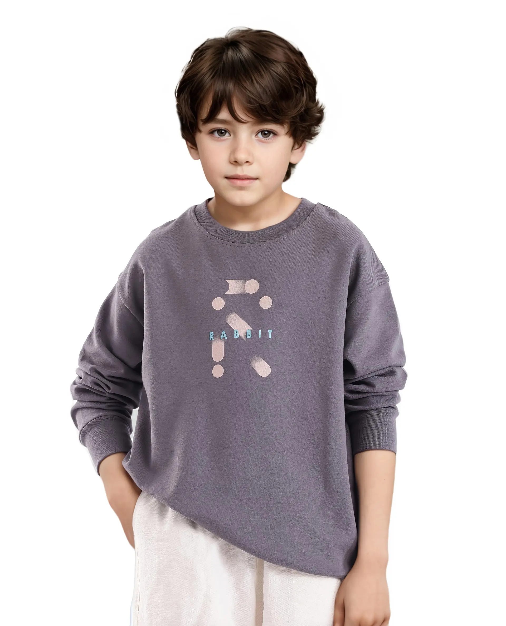 Rare Ones Kids Azen Dark Grey Cotton Poly Full Sleeve Discharge With Hd Sweatshirt - Image 2
