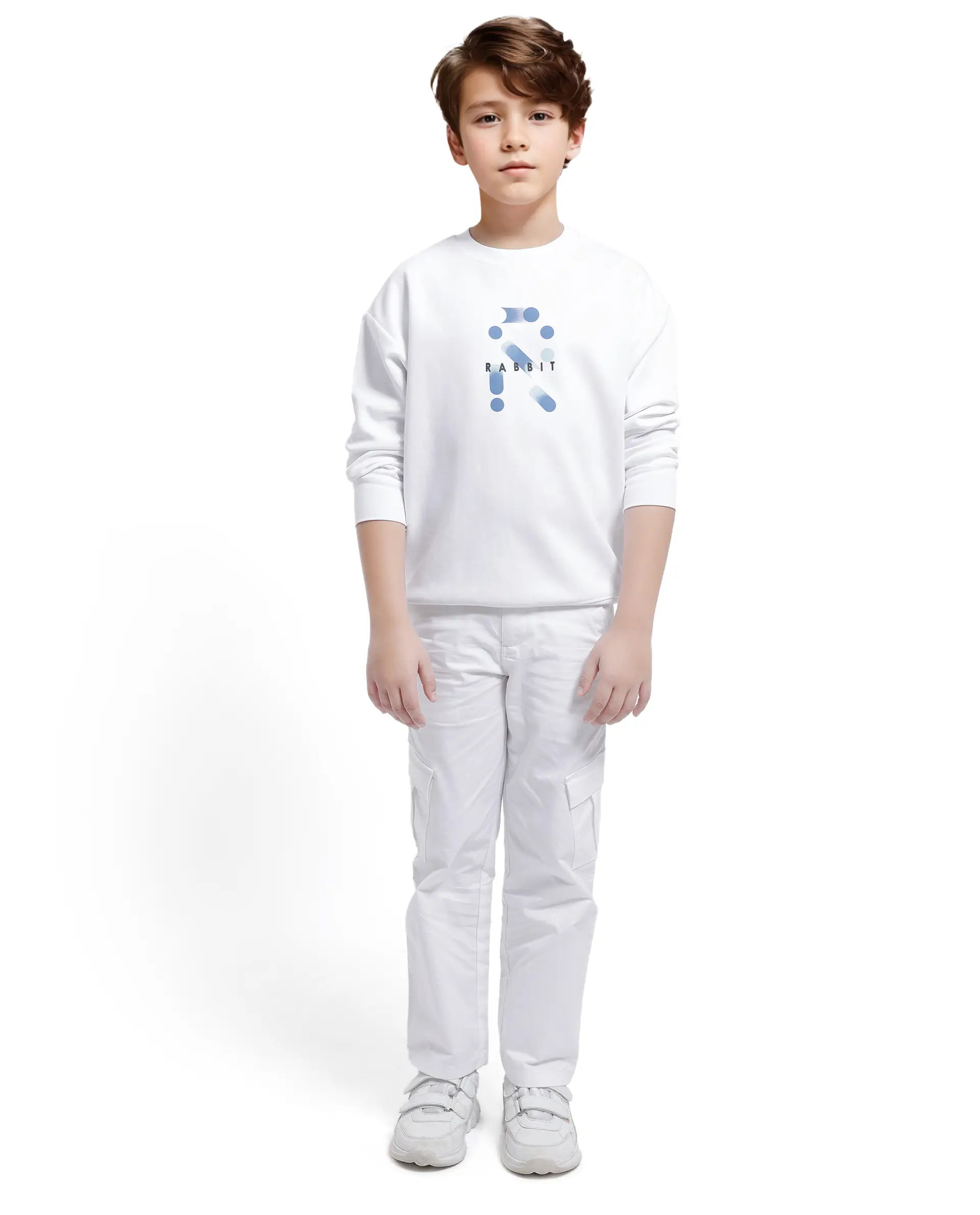 Rare Ones Kids Azen White Cotton Full Sleeve Crew Neck Discharge With Hd Logo Print Sweatshirt - Image 3
