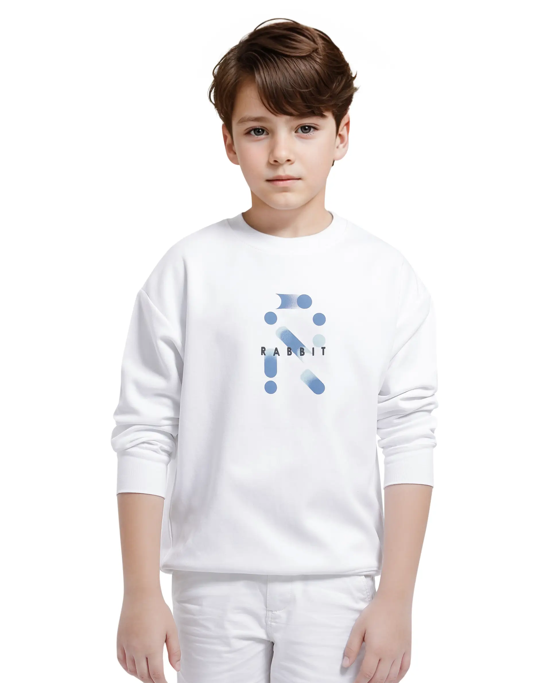 Rare Ones Kids Azen White Cotton Full Sleeve Crew Neck Discharge With Hd Logo Print Sweatshirt - Image 4