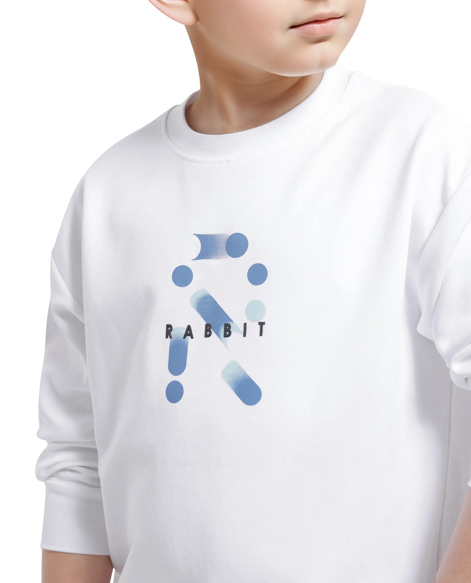 Rare Ones Kids Azen White Cotton Full Sleeve Crew Neck Discharge With Hd Logo Print Sweatshirt - Image 5