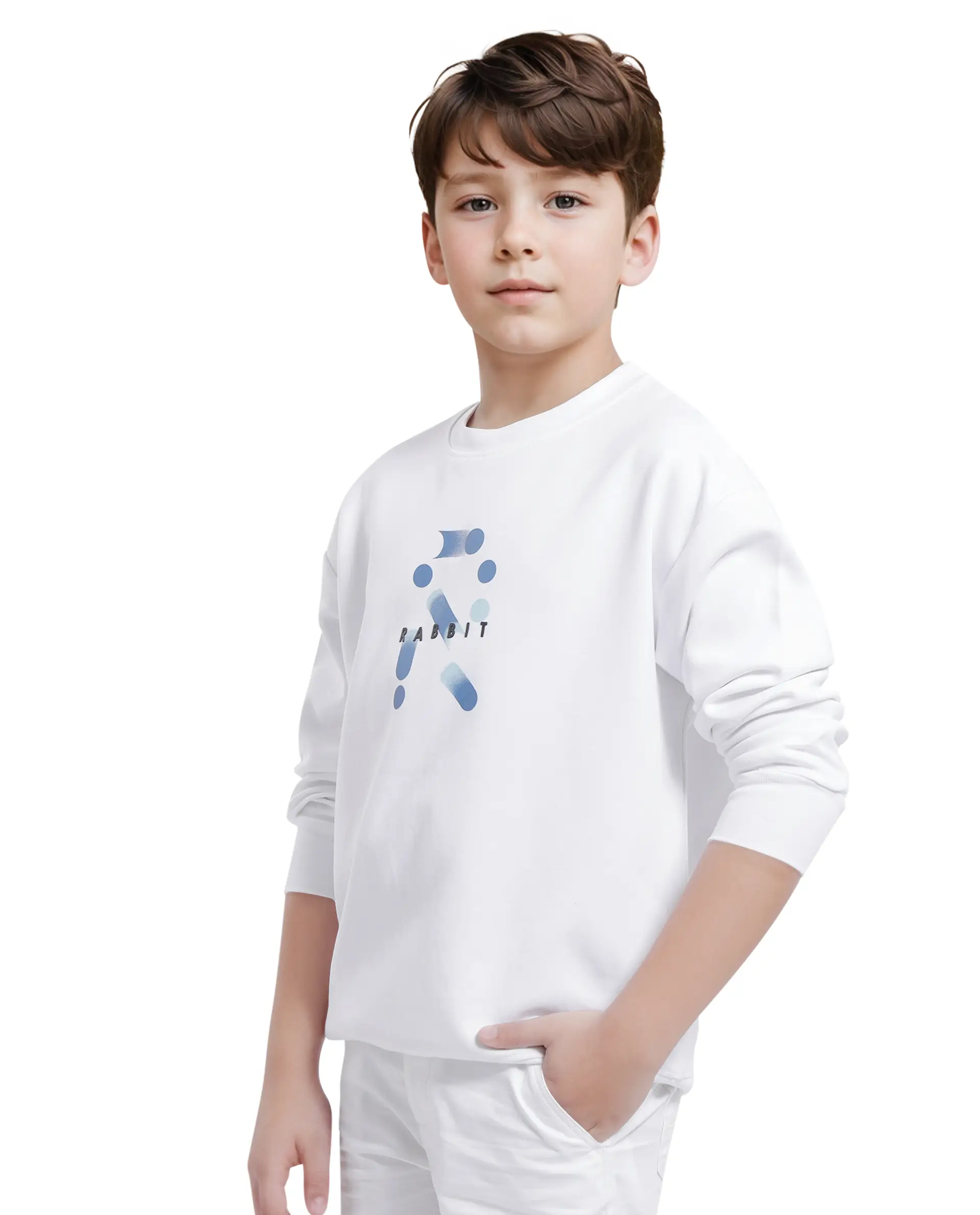 Rare Ones Kids Azen White Cotton Full Sleeve Crew Neck Discharge With Hd Logo Print Sweatshirt - Image 8