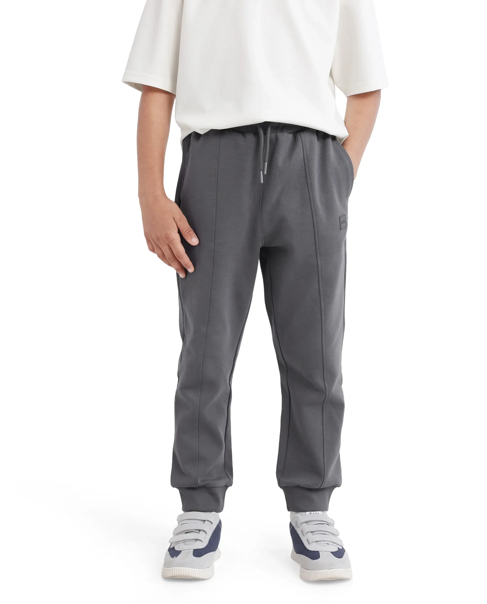 Rare Ones Kids Azeo Dark Grey Cotton Poly Applique Trackpant - Image 2