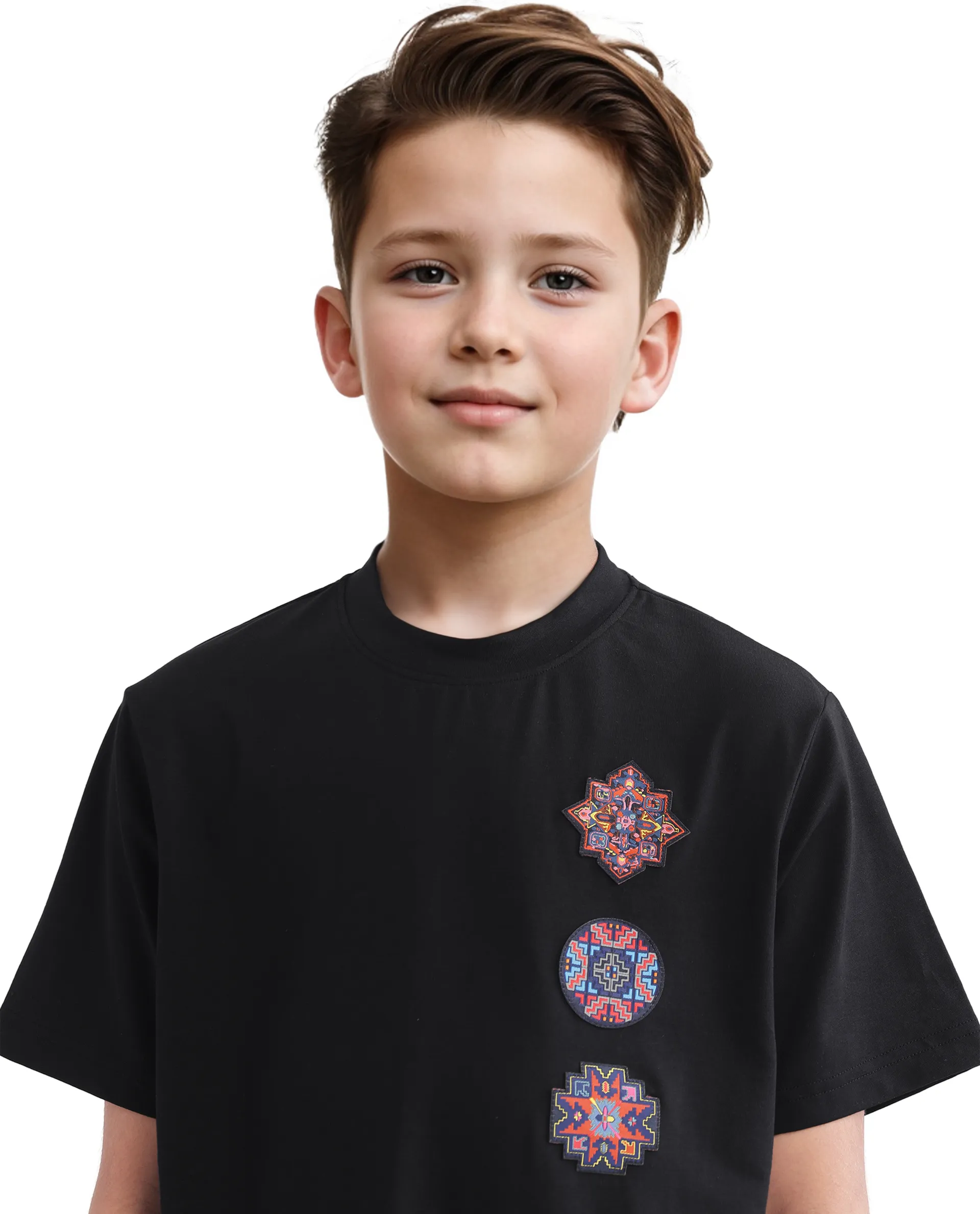 Rare Ones Kids Bale-K Black Cotton Blend Half Sleeve Slip-On Applique Regular Fit T-Shirt - Image 4