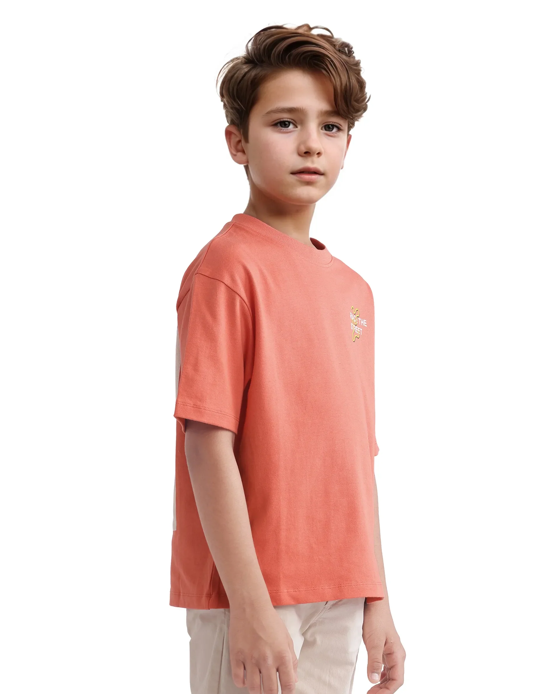 Rare Ones Kids Barcen Light Orange Cotton Short Sleeve Crew Neck T-Shirt - Image 8