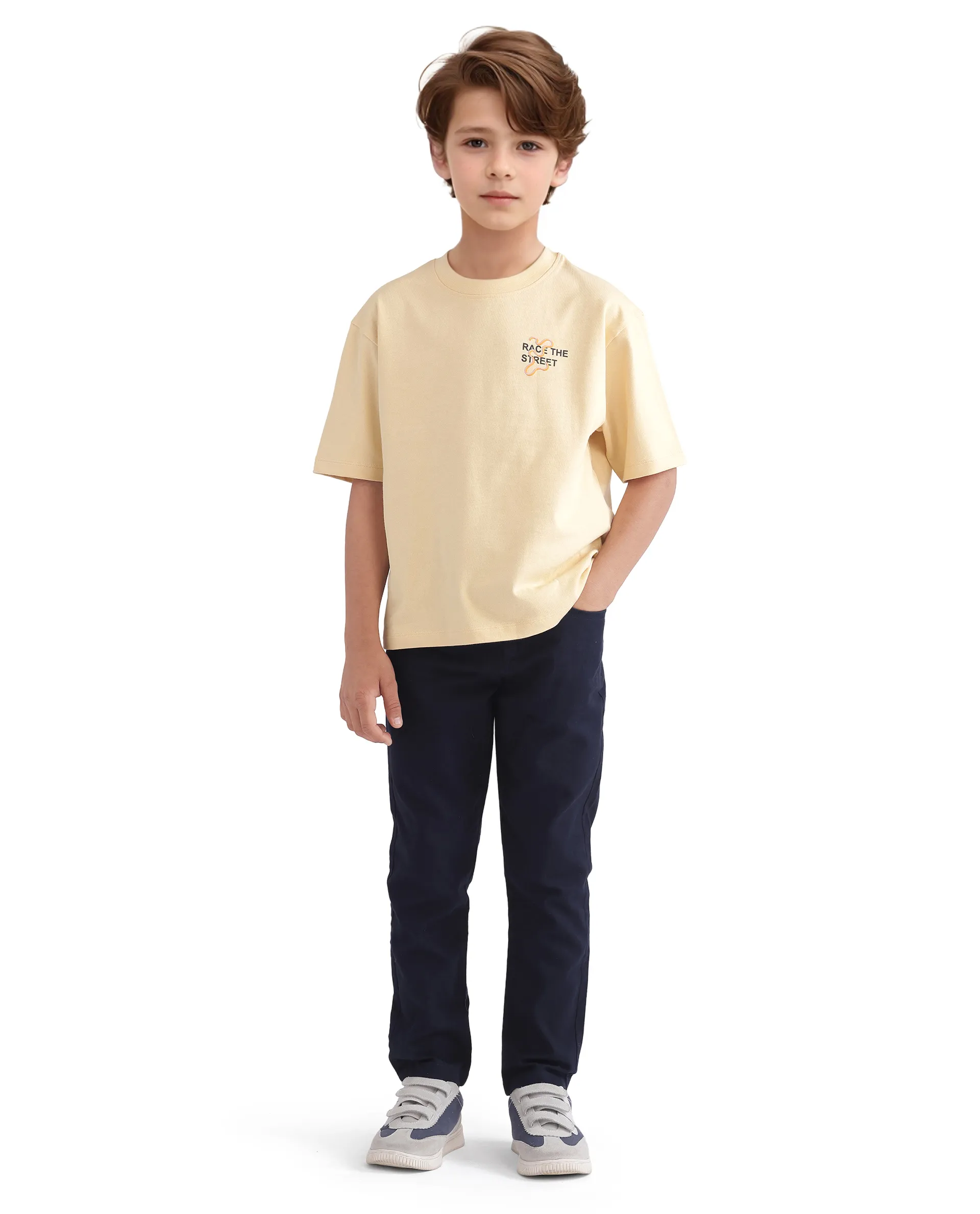 Rare Ones Kids Barcen Light Yellow Cotton Short Sleeve Crew Neck T-Shirt - Image 3