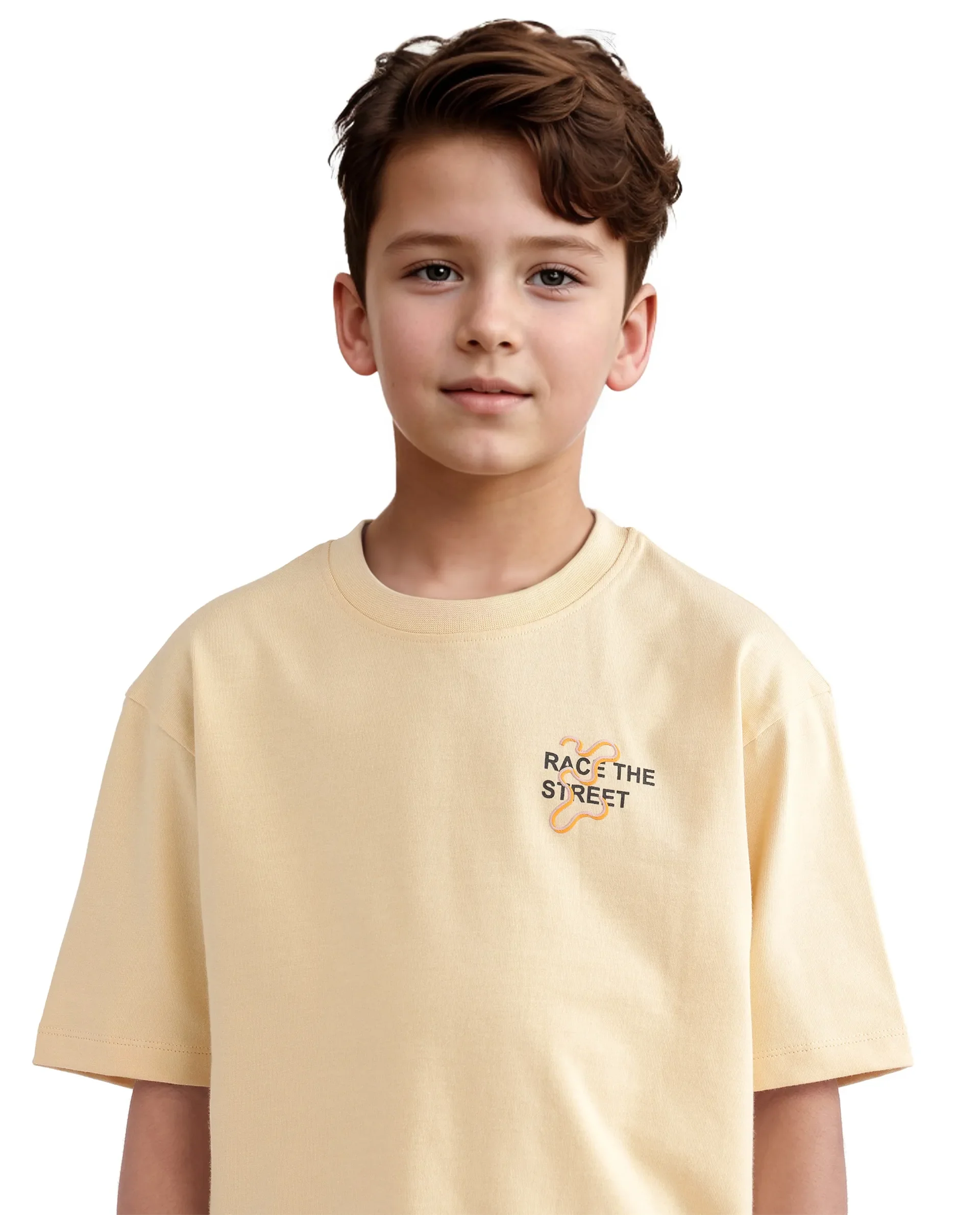 Rare Ones Kids Barcen Light Yellow Cotton Short Sleeve Crew Neck T-Shirt - Image 4