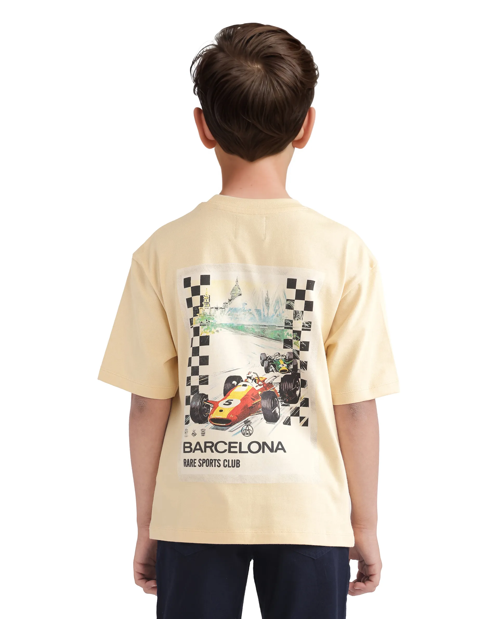Rare Ones Kids Barcen Light Yellow Cotton Short Sleeve Crew Neck T-Shirt - Image 6