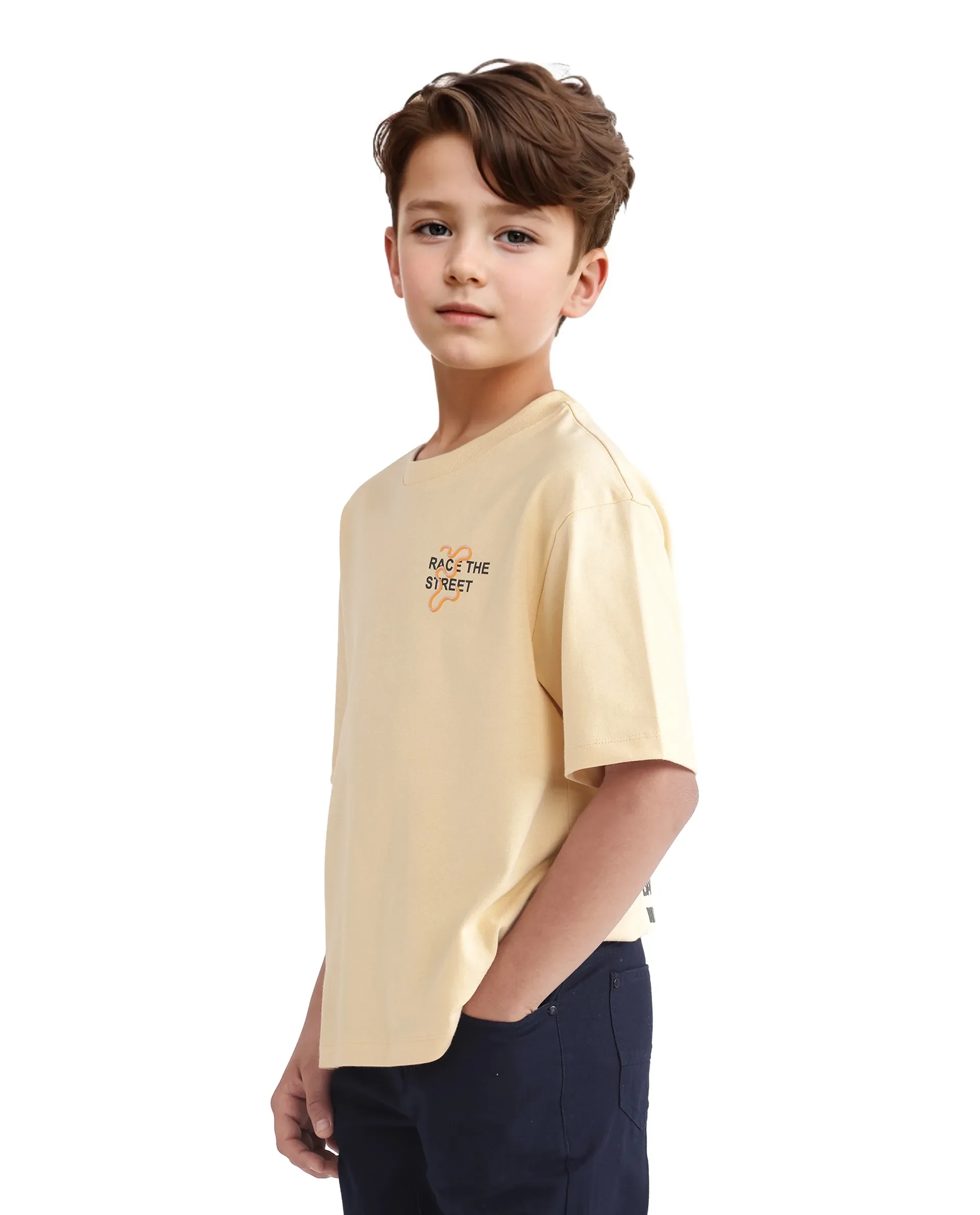 Rare Ones Kids Barcen Light Yellow Cotton Short Sleeve Crew Neck T-Shirt - Image 7