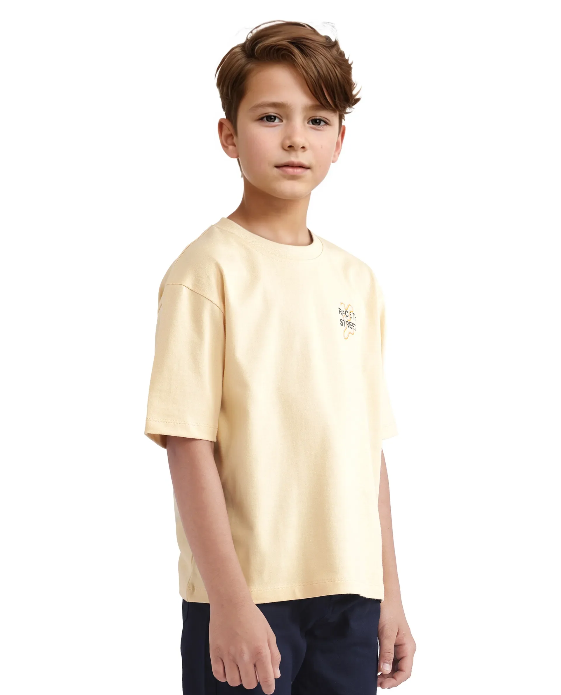 Rare Ones Kids Barcen Light Yellow Cotton Short Sleeve Crew Neck T-Shirt - Image 8
