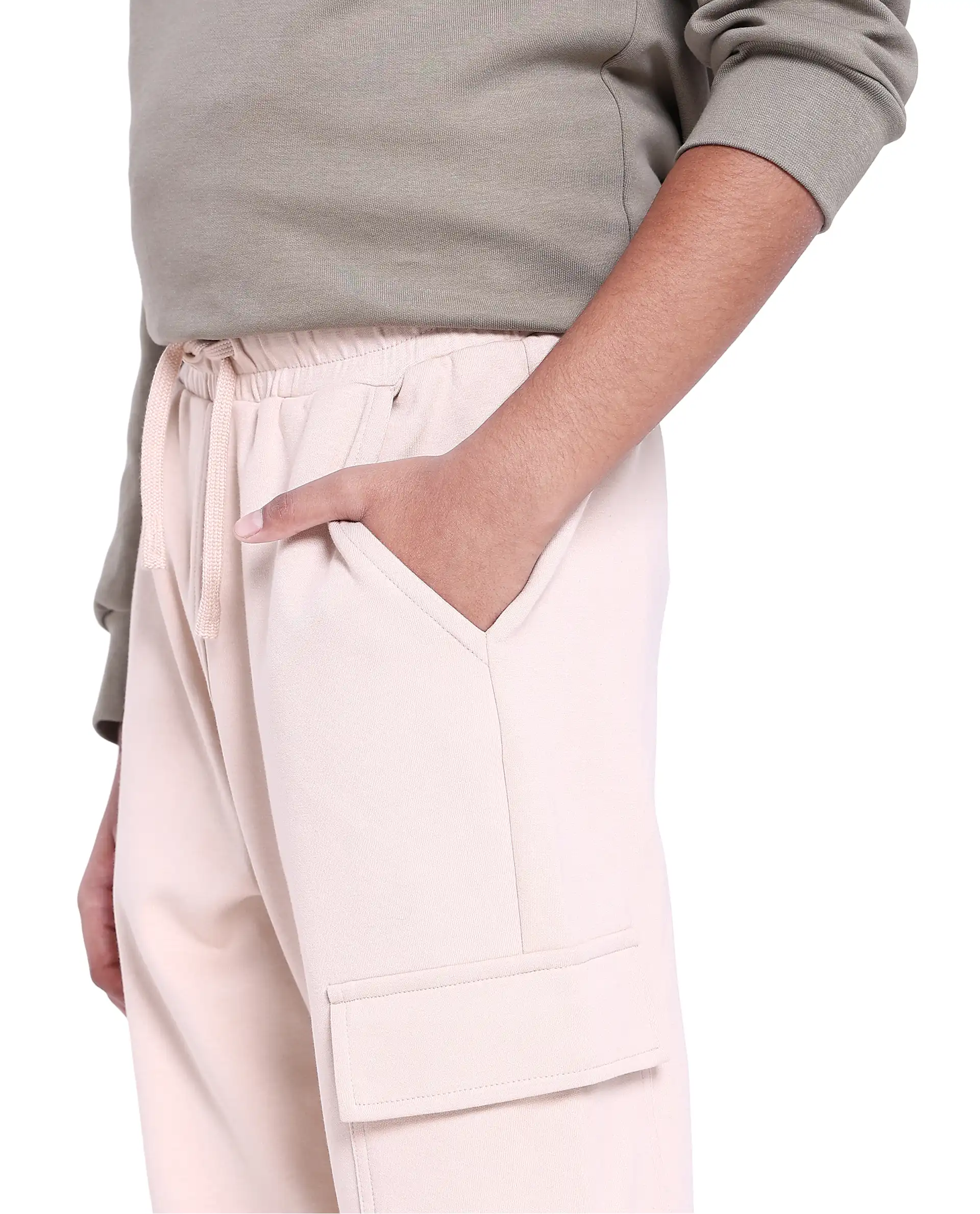 Rare Ones Kids Baro Beige Cotton Poly Solid Trackpant - Image 3