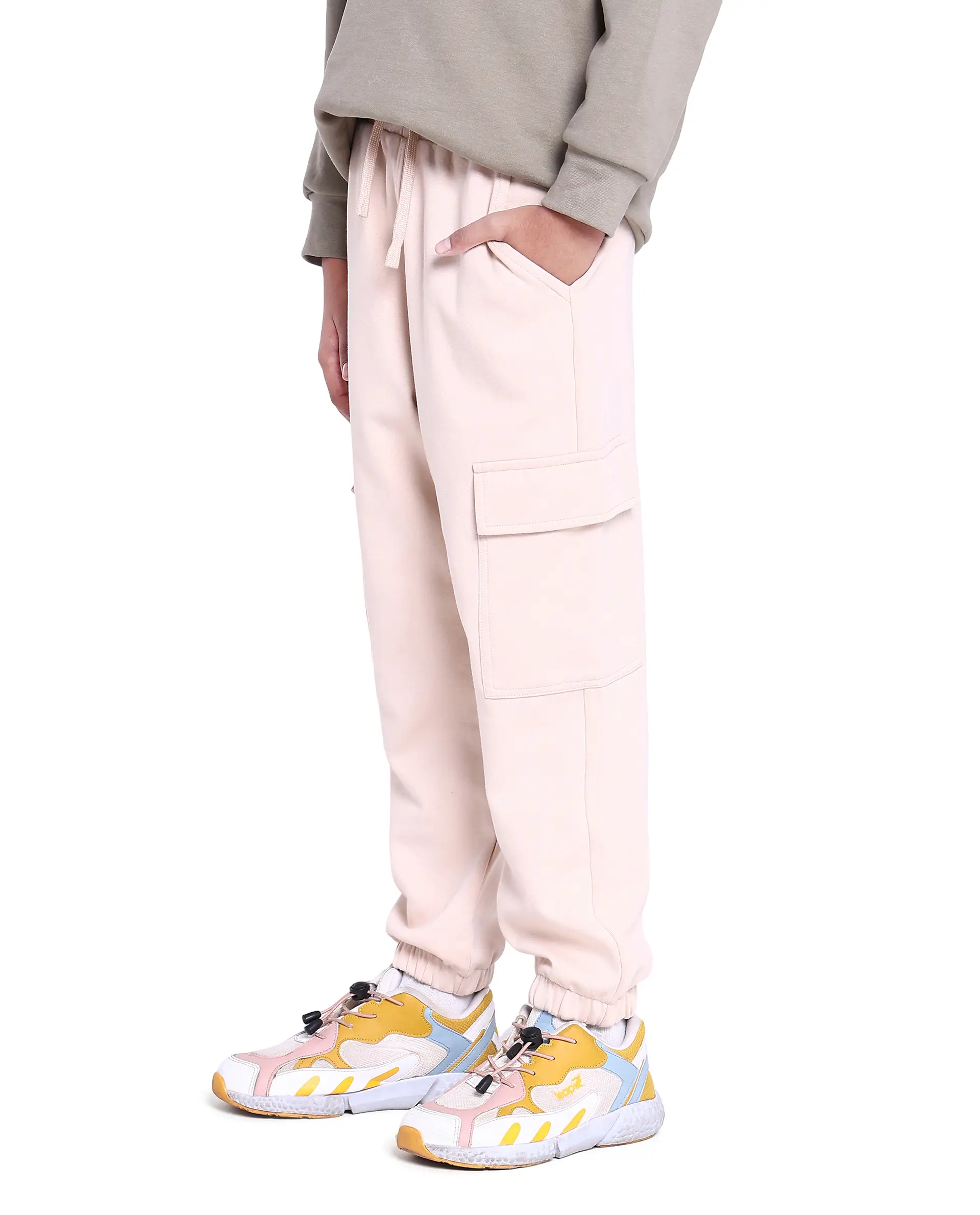 Rare Ones Kids Baro Beige Cotton Poly Solid Trackpant - Image 5