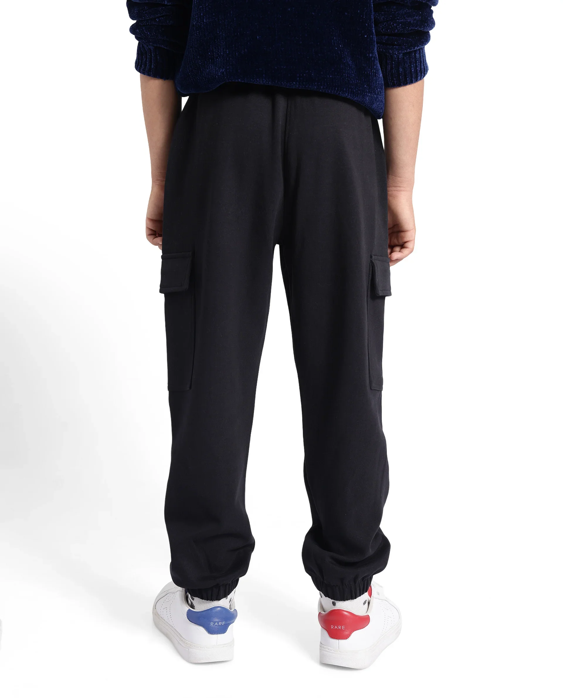 Rare Ones Kids Baro Black Cotton Poly Solid Drawstring Closure Regular Fit Trackpant - Image 8