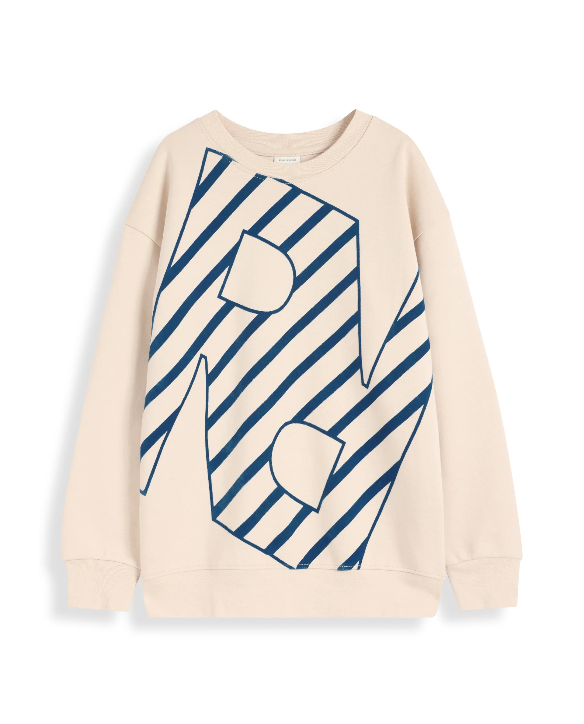Rare Ones Kids Baros Beige Cotton Full Sleeve Crew Neck Flock Print Logo Sweatshirt - Image 2