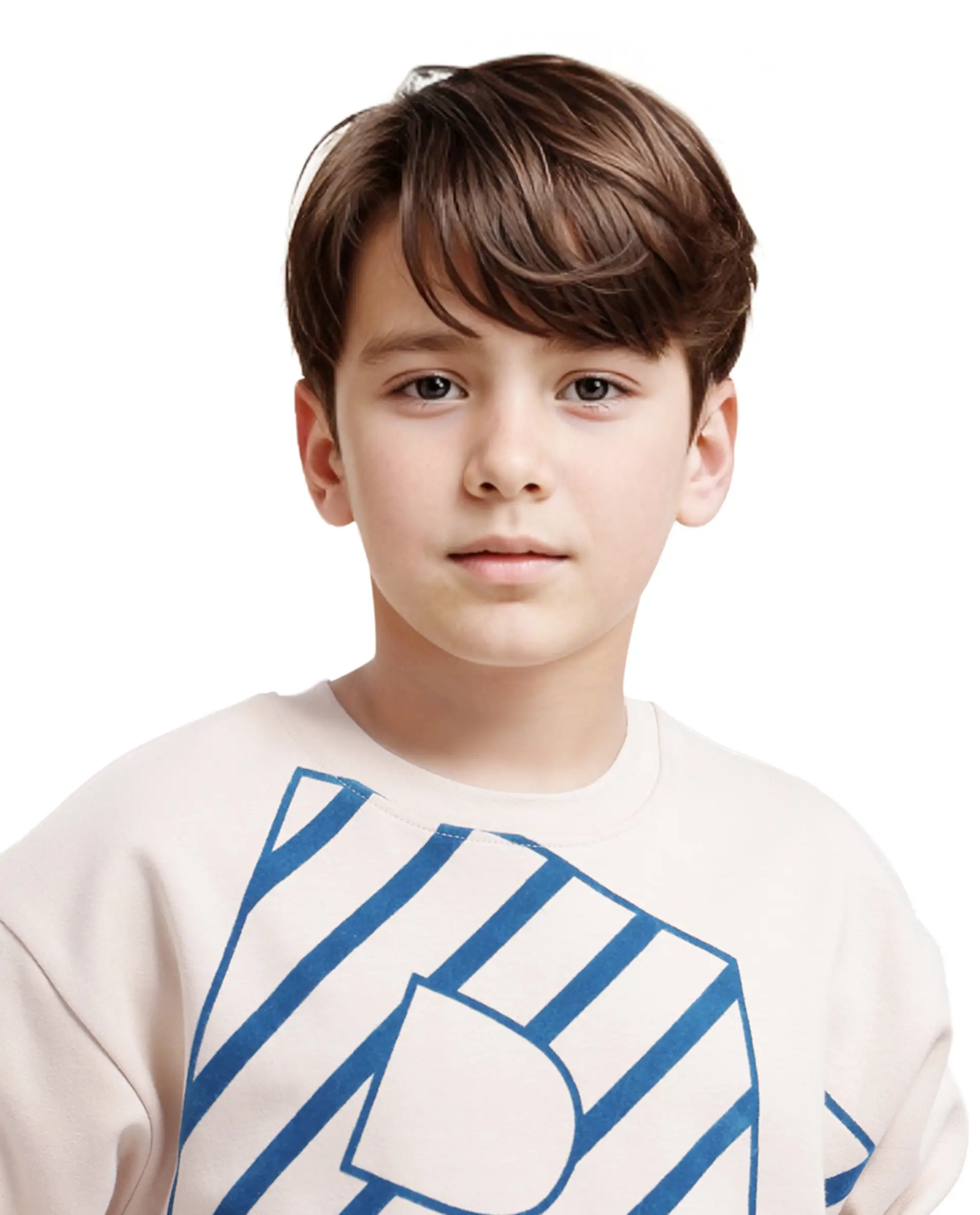 Rare Ones Kids Baros Beige Cotton Full Sleeve Crew Neck Flock Print Logo Sweatshirt - Image 4